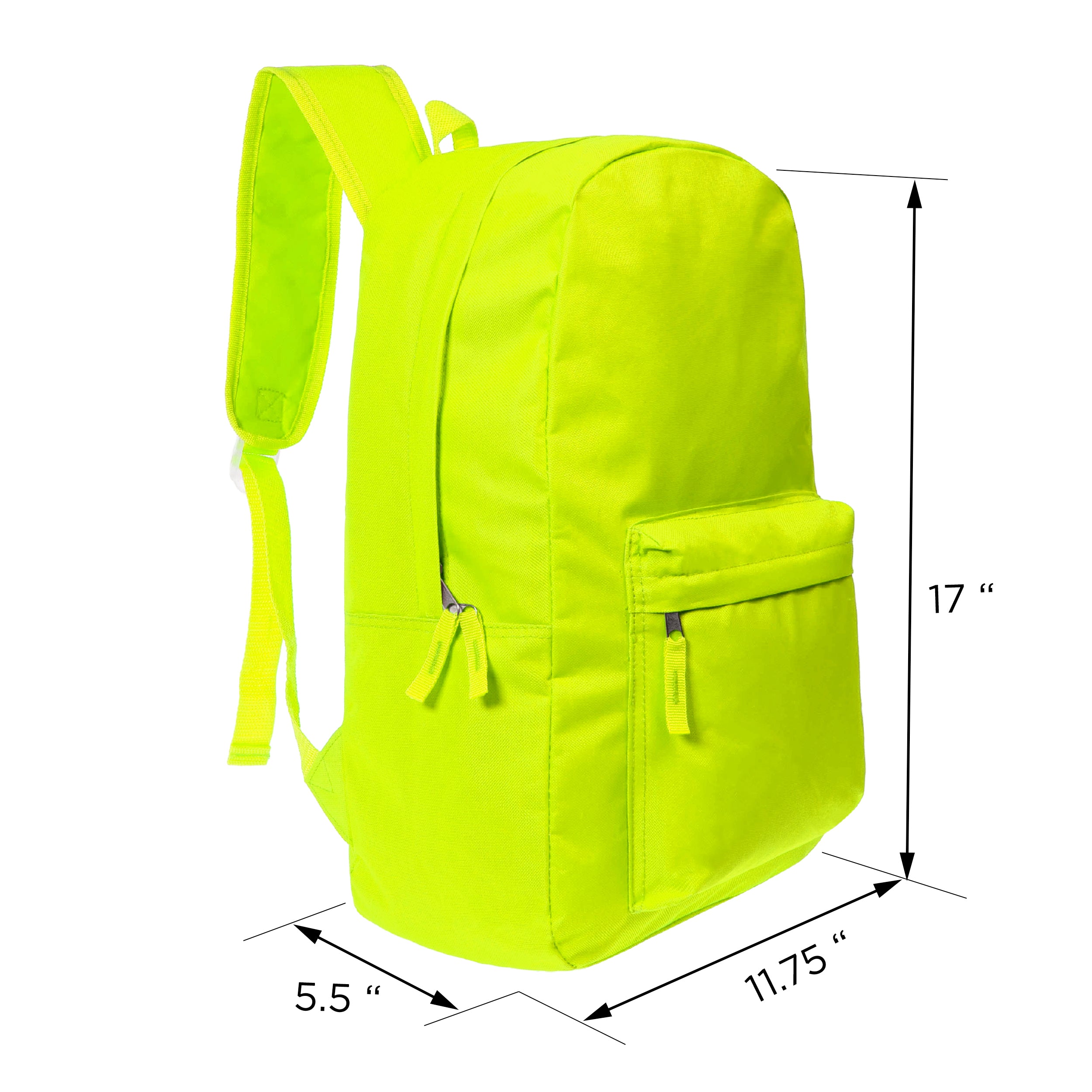 17" Bright Wholesale School Backpack in 6 Colors for Kids - Bulk Case of 24 Backpacks