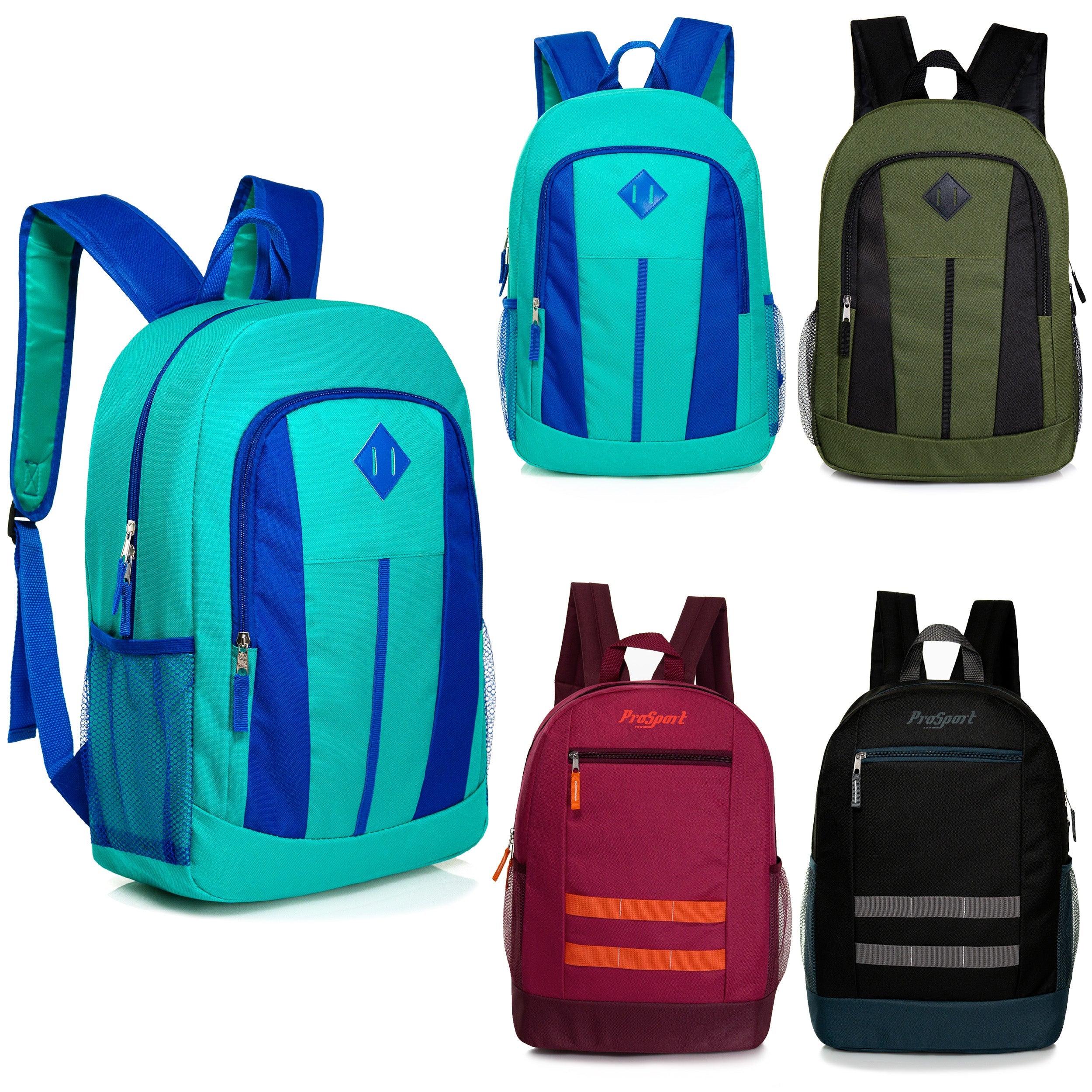 17" Bulk Backpacks for Boys and Girls In 4 Assorted Colors - Wholesale Case Of 24