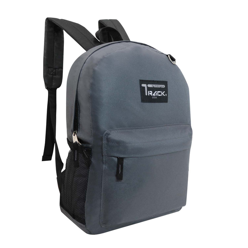 17" Kids Wholesale Backpacks In Charcoal Grey | Bulk Case of 24 Bookbags