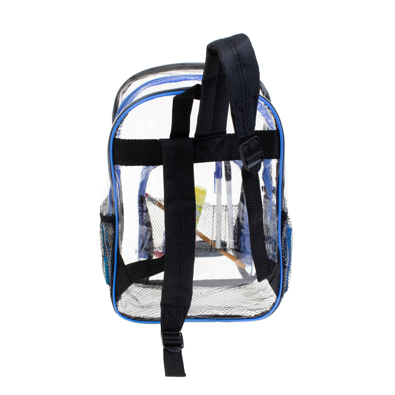 Clear Vinyl Piping Bulk MINI Backpacks - 5 Assorted Colors- Wholesale Case of 24 Bookbags