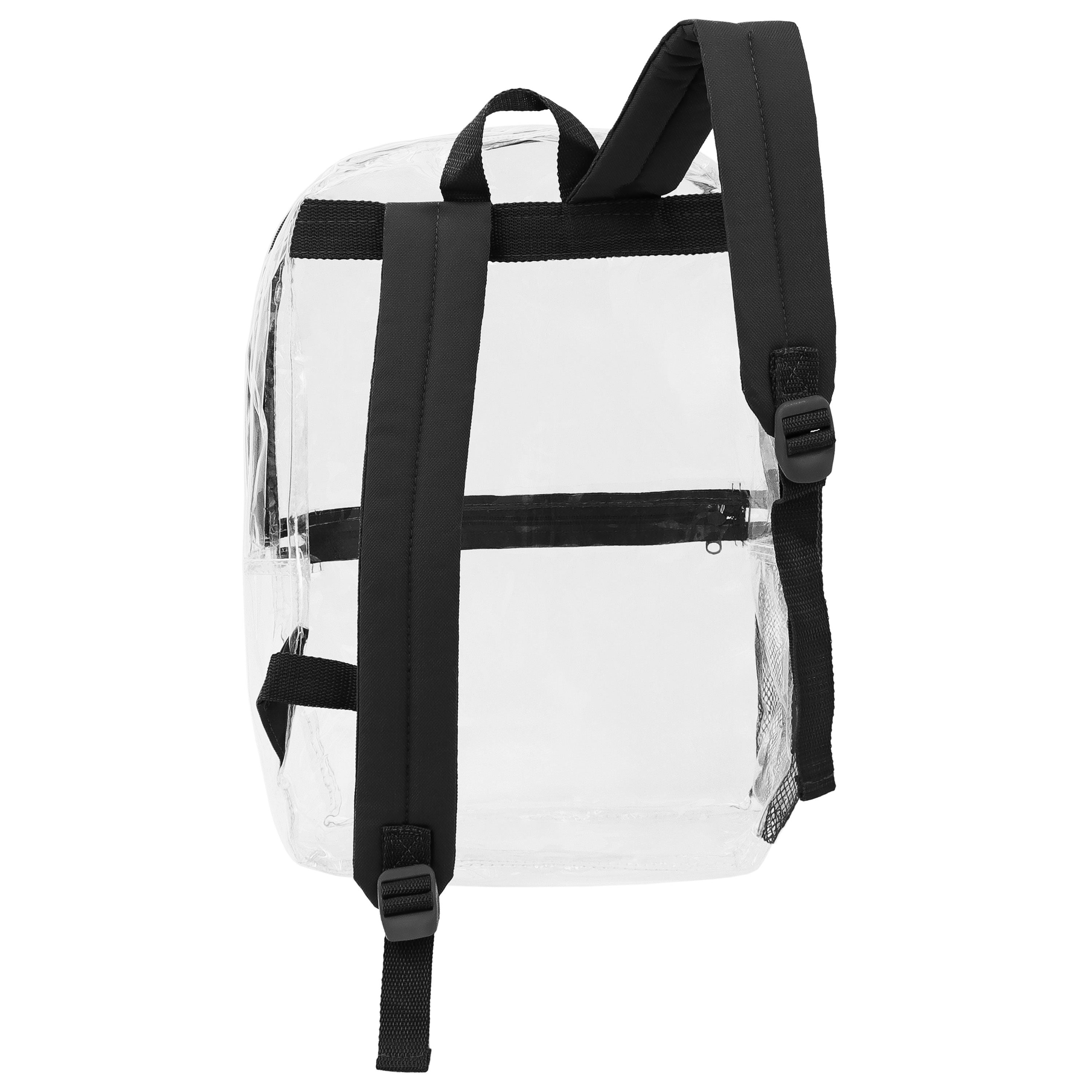 17" Clear Wholesale Backpacks with Black Trim & 12 Bulk School Supply Kits of Your Choice