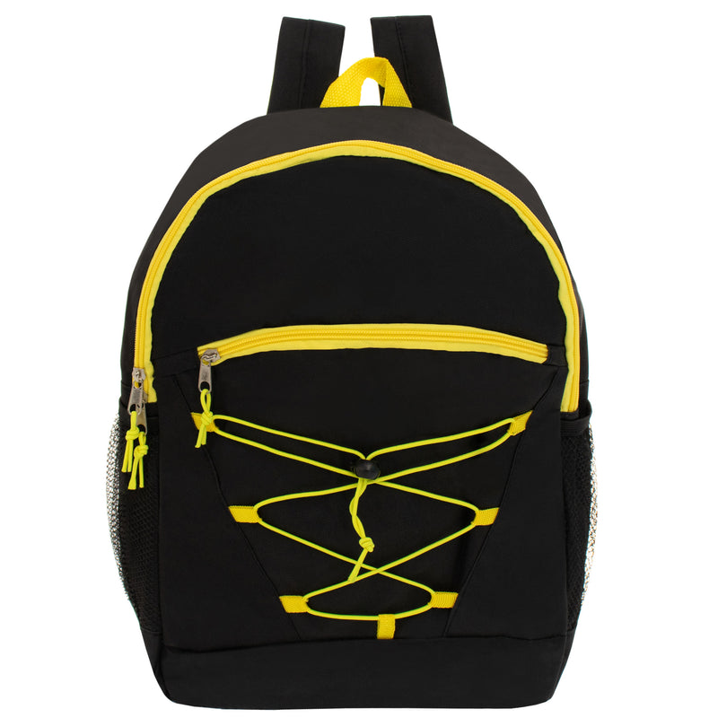 17" Bungee Bulk Backpacks in 6 Assorted Colors - Wholesale Case of 24