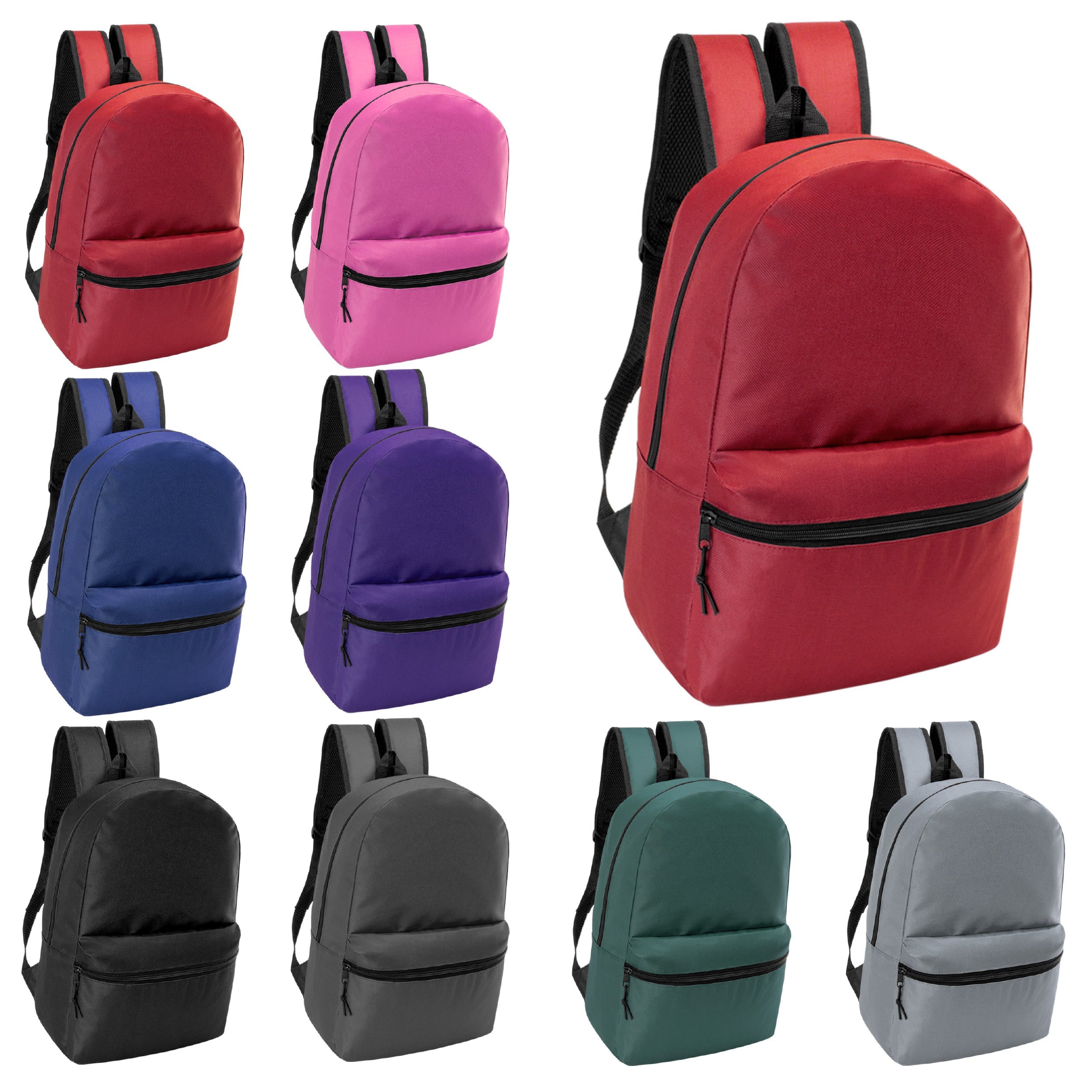 12 Basic 17" Backpacks in 8 Colors, 12 Winter Item Sets & Your Choice of 12 Bulk Hygiene Kits - Wholesale Homeless Care Package