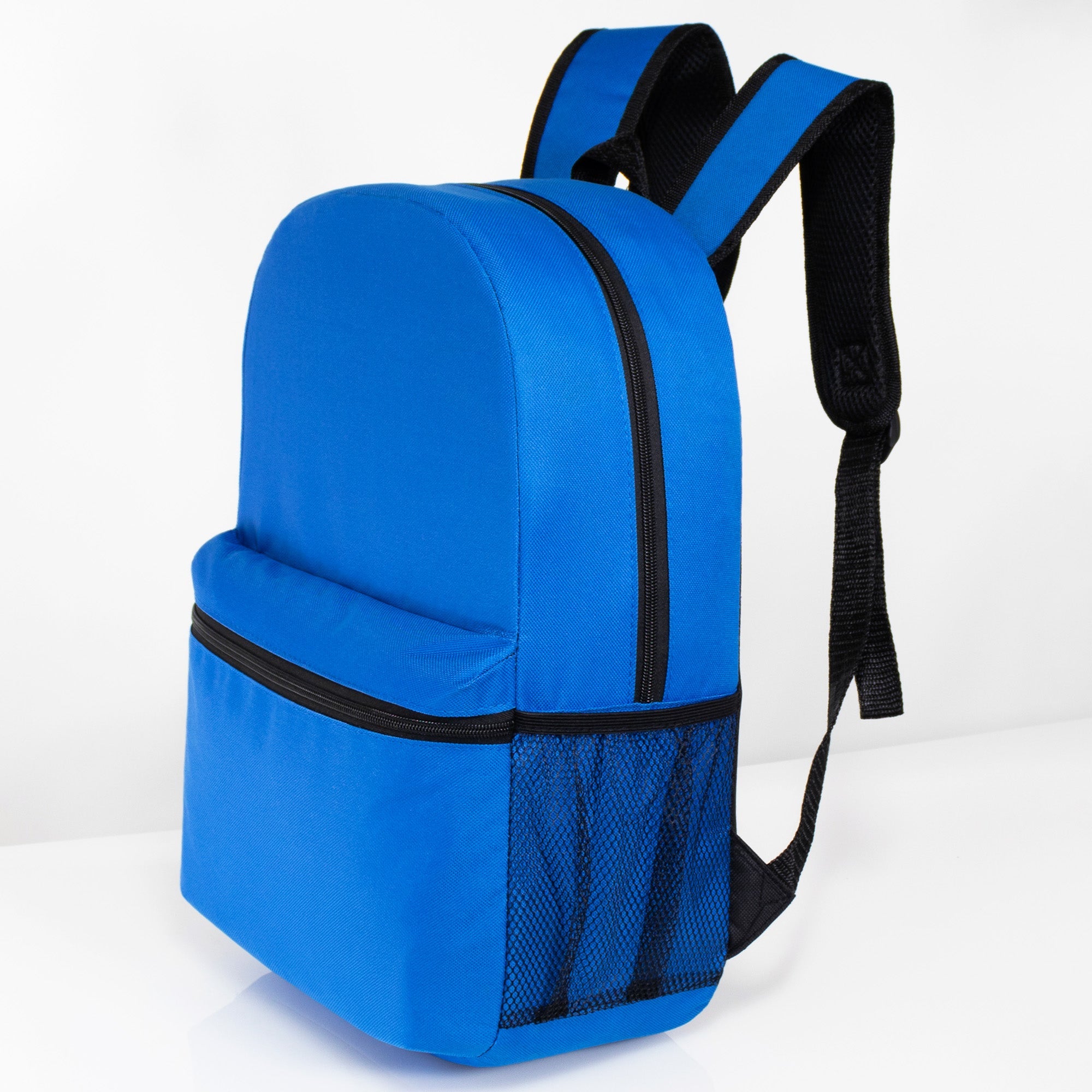 12 Basic 17" Backpacks in 12 Colors with a Side Pocket & Your Choice of 12 Bulk Hygiene Kits - Wholesale Care Package: Homeless, Emergency, Charity