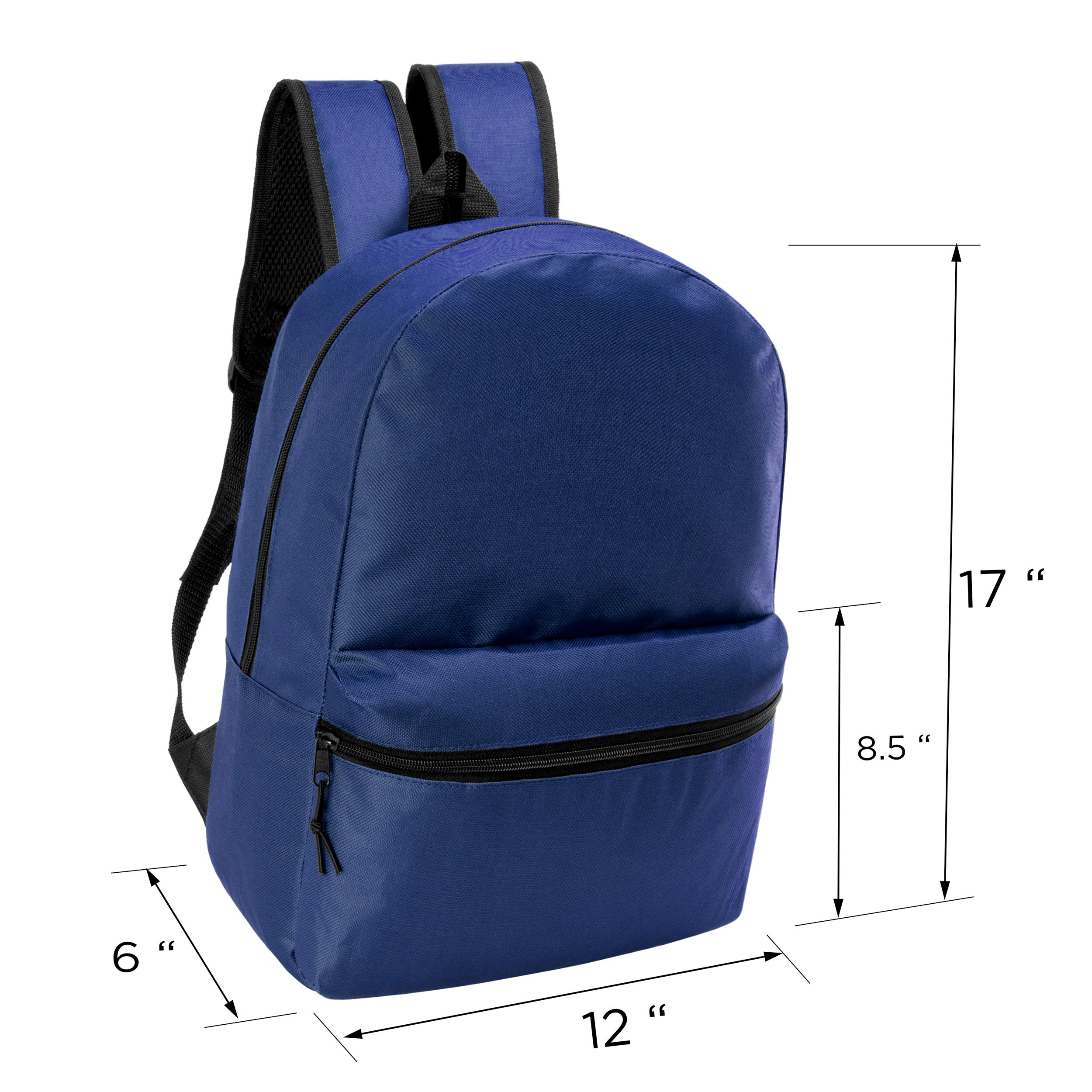 17" Kids Basic Wholesale Backpack in Navy - Bulk Case of 24 Backpacks