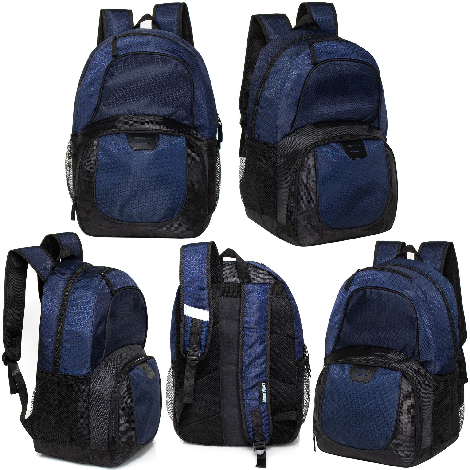 12 Deluxe Wholesale 18" Backpacks w/an Organizer & Laptop Sleeve & 12 Bulk School Supply Kits of Your Choice