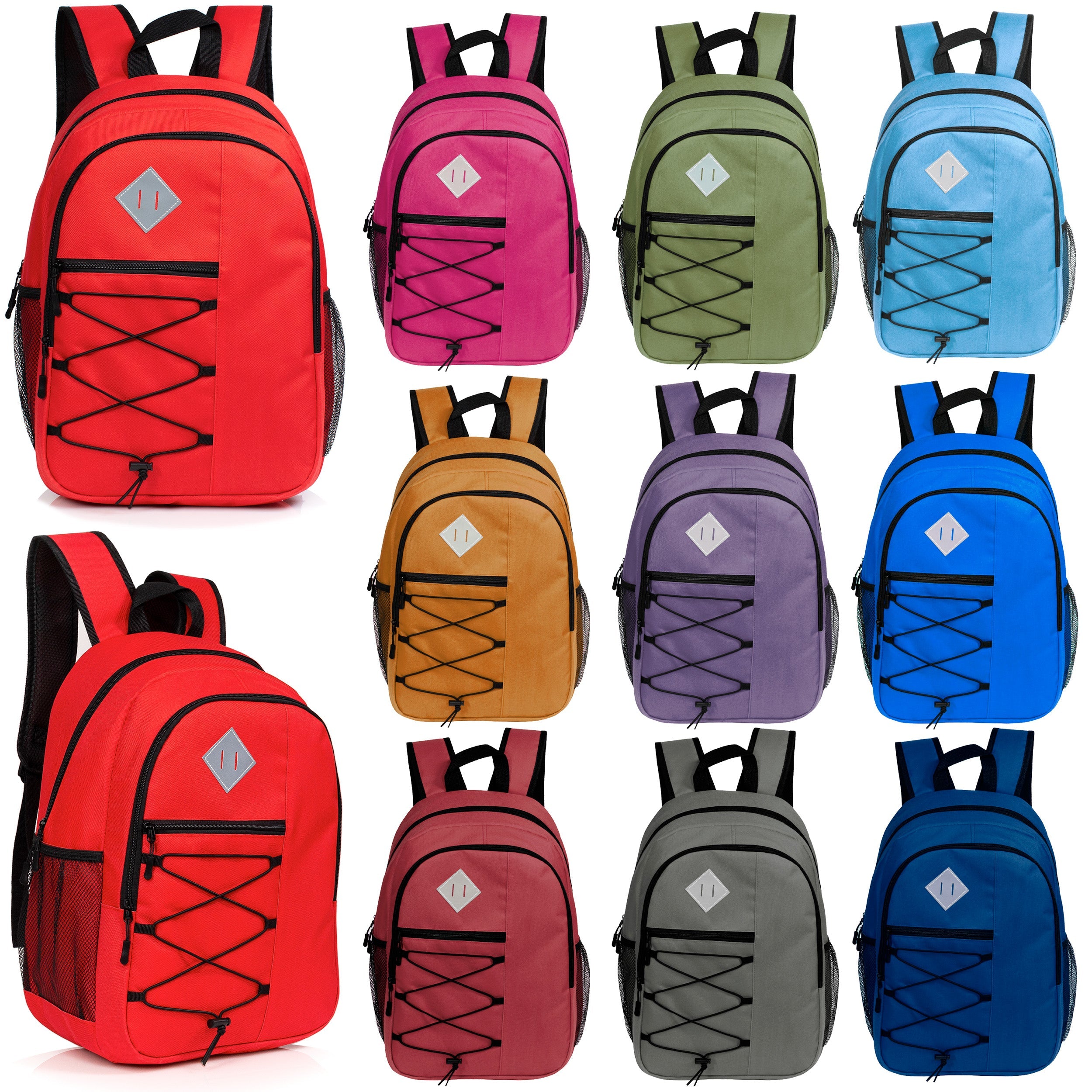 18" Deluxe Wholesale Backpack in 11 Colors Padded Back - Bulk Case of 24