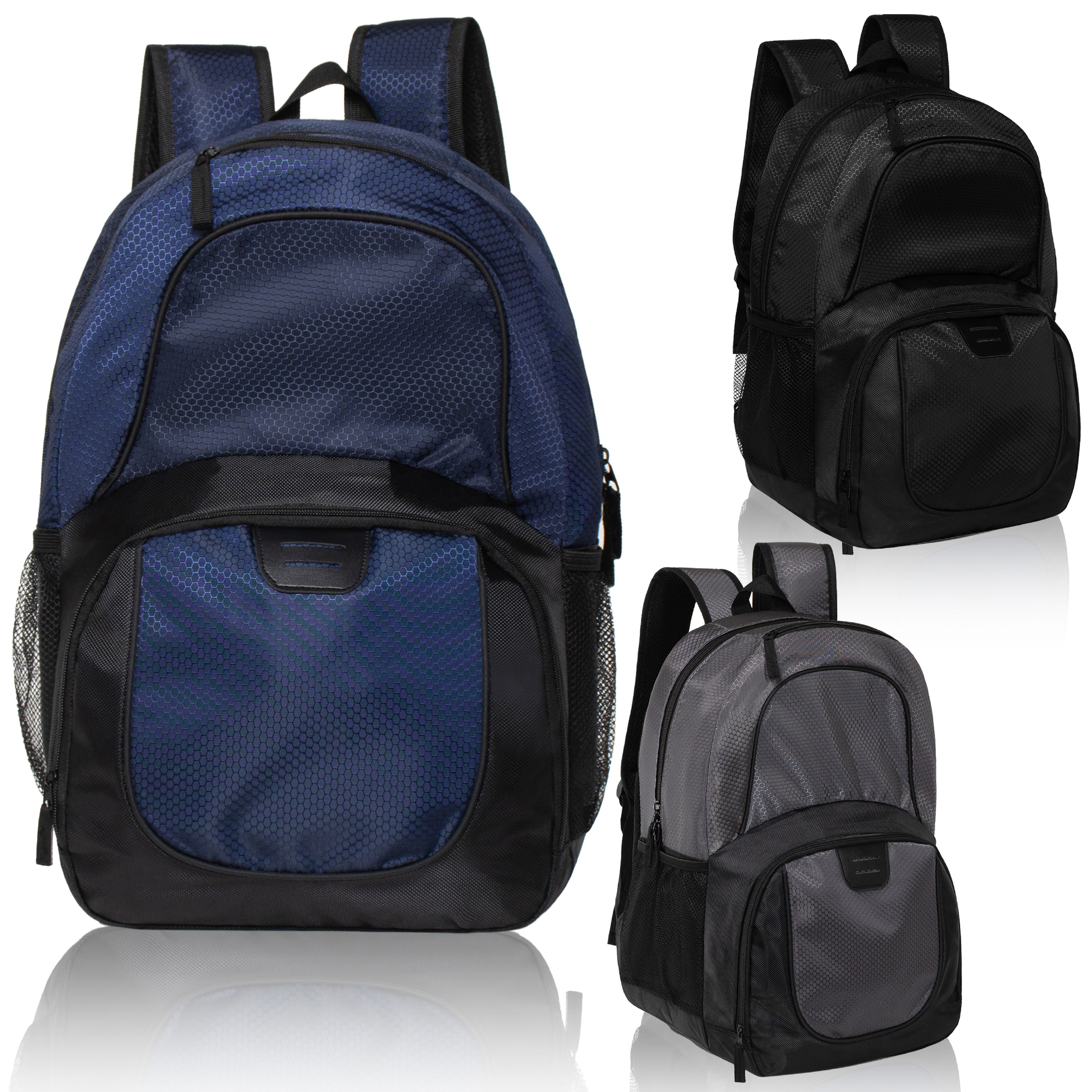 12 Deluxe Wholesale 18" Backpacks w/an Organizer & Laptop Sleeve & 12 Bulk School Supply Kits of Your Choice