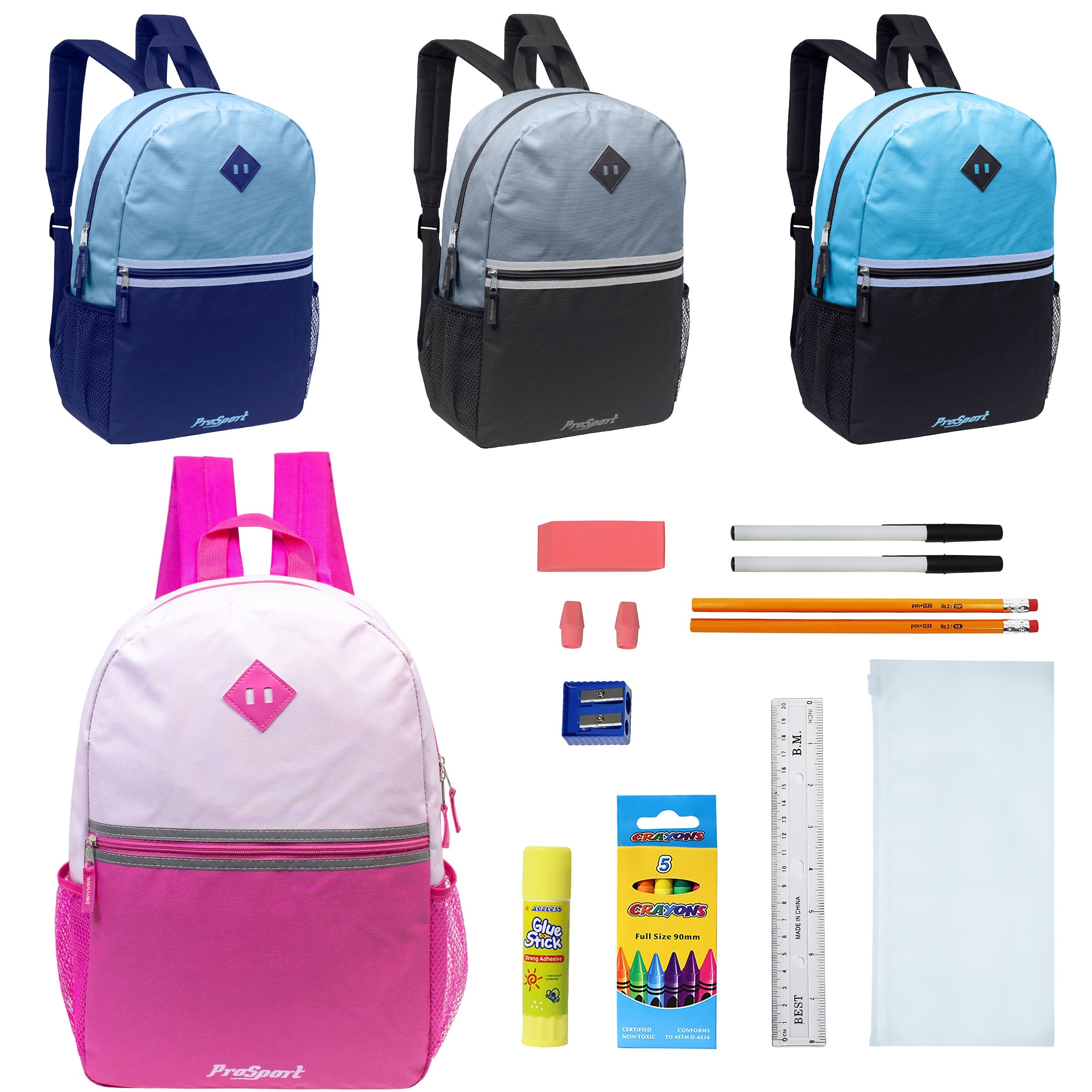 back to school laptop backpacks 2-Tone Wholesale 17" Backpacks & Bulk School Supplies