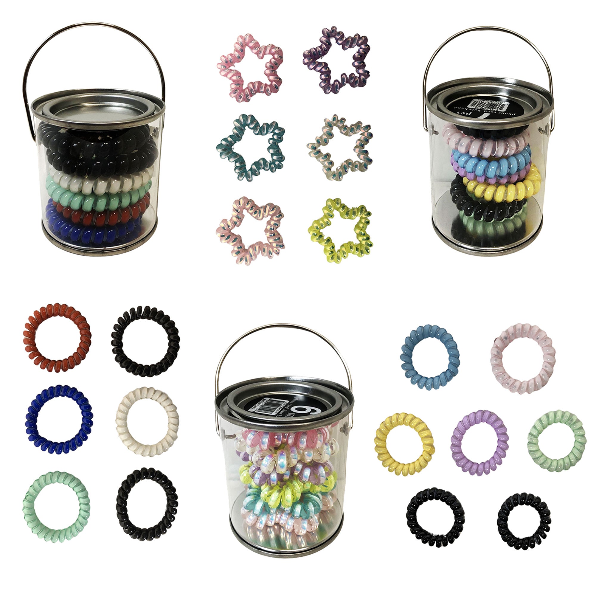 CLEARANCE CORDED HAIR TIES ASSORTED (CASE OF 36 - $2.00 / PIECE)  Wholesale Hair Ties SKU: CORDED-HAIR-TIES-ASSORTED-36