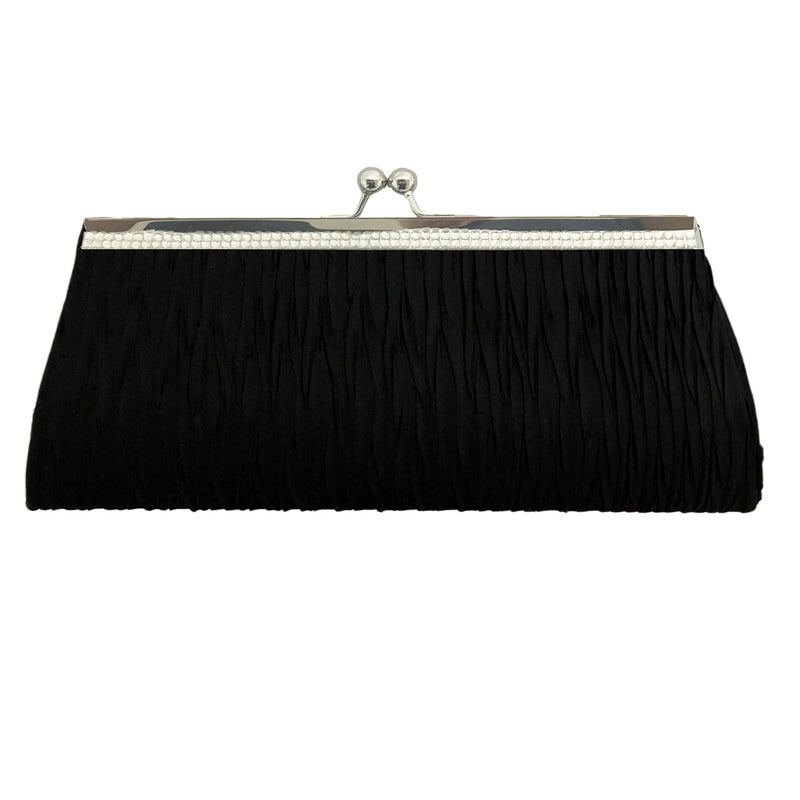 CLEARANCE PLEATED EVENING BAG IN BLACK (CASE OF 48 - $1.50 / PIECE) Wholesale Black Pleated Evening Bag SKU: EB1020-PLEATED-BLK-48