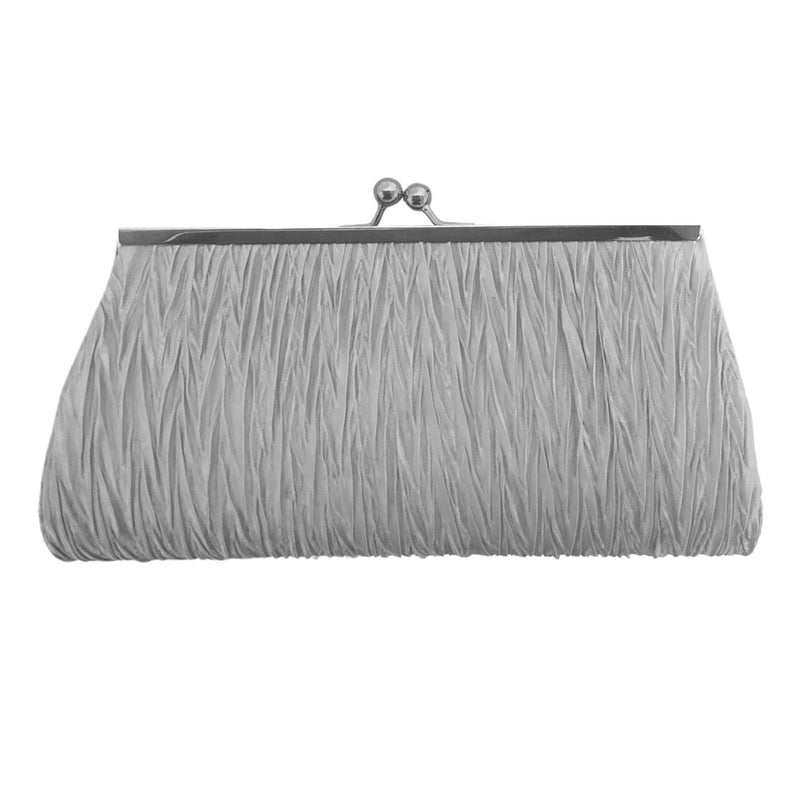 CLEARANCE PLEATED EVENING BAG IN SILVER (CASE OF 48 - $1.50 / PIECE)  Wholesale Silver Pleated Evening Bag SKU: EB1020-PLEATED-SIL-48