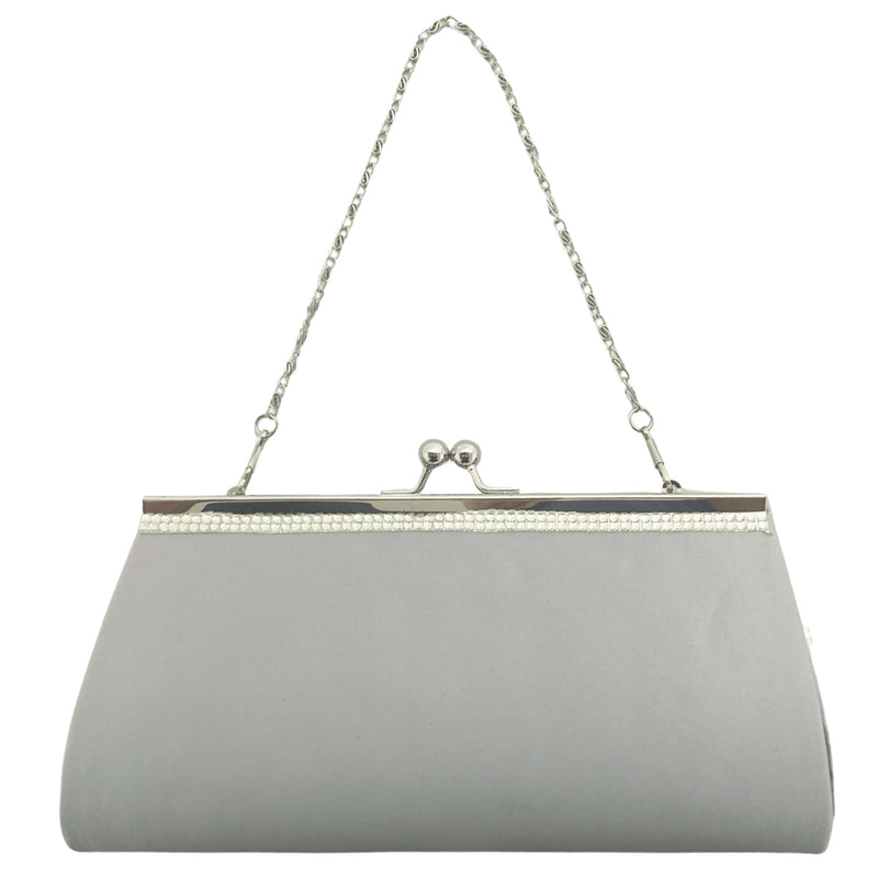 CLEARANCE EVENING BAG IN SILVER (CASE OF 48 - $1.50 / PIECE)  Wholesale Silver Evening Bag SKU: EB1020-SOL-SIL-48