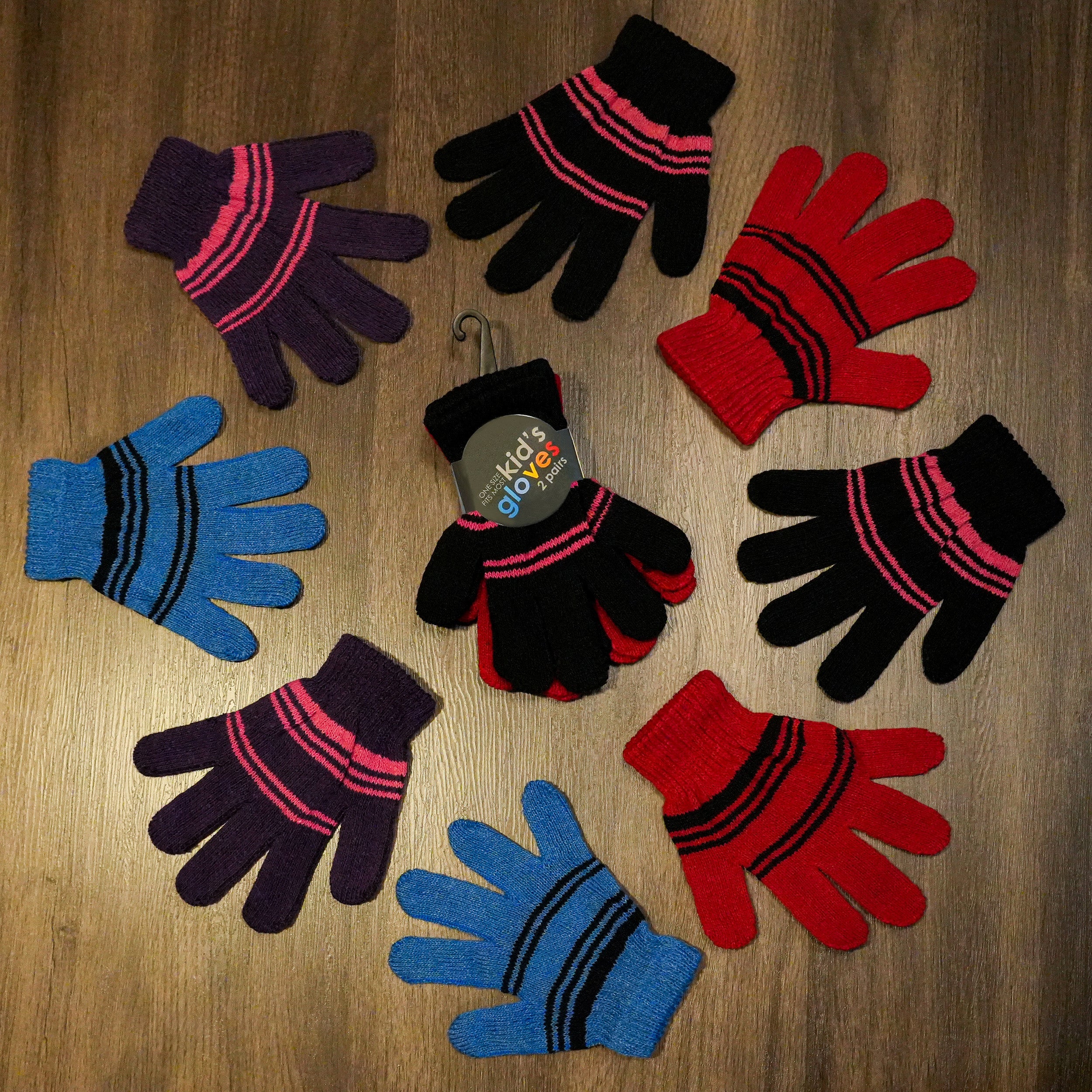 Assorted Color Wholesale Winter Gloves For Kids - Unisex - Bulk Case of 96