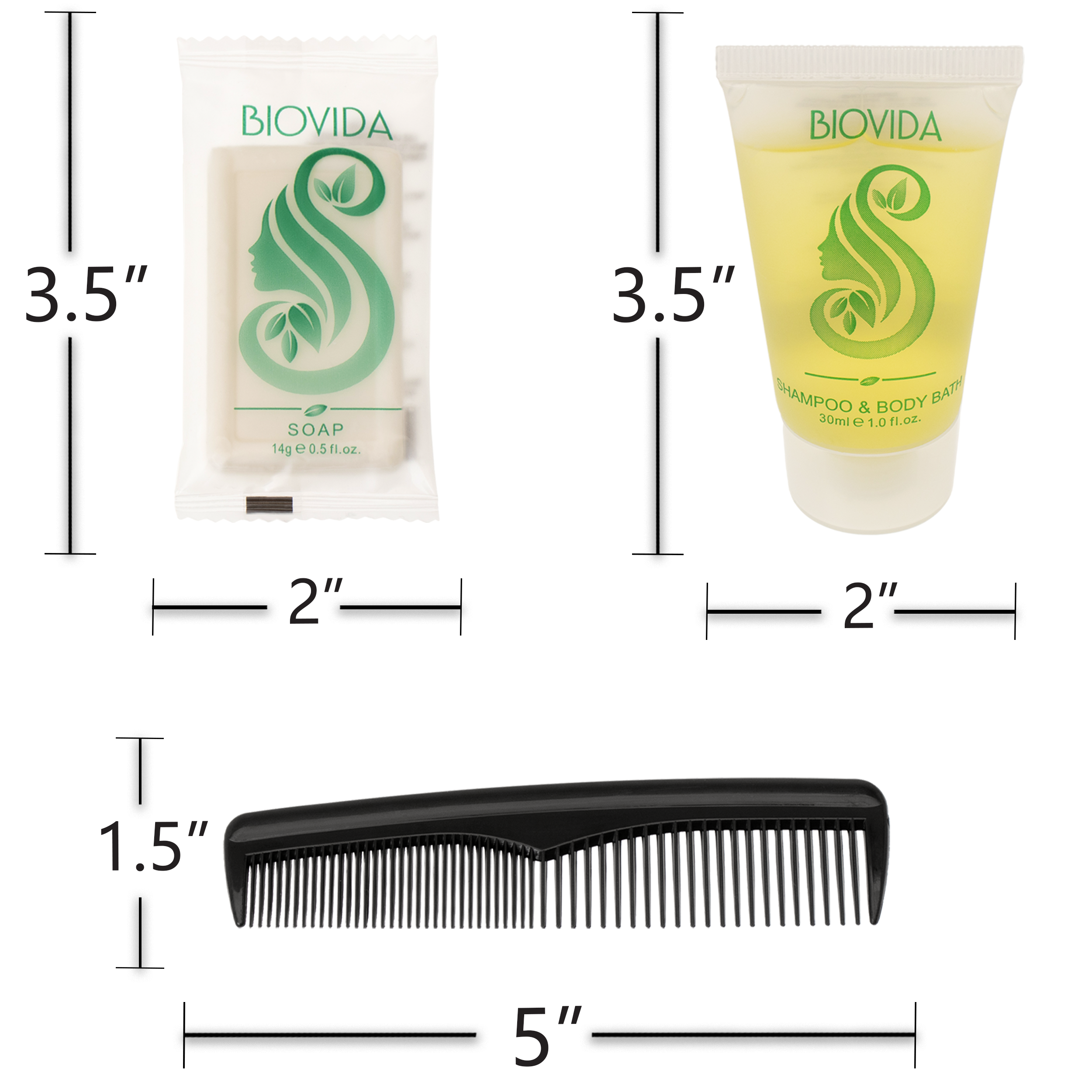 5 Piece Basic Wholesale Hygiene Kits - Bulk Toiletry Case of 96 - Biovida Brand