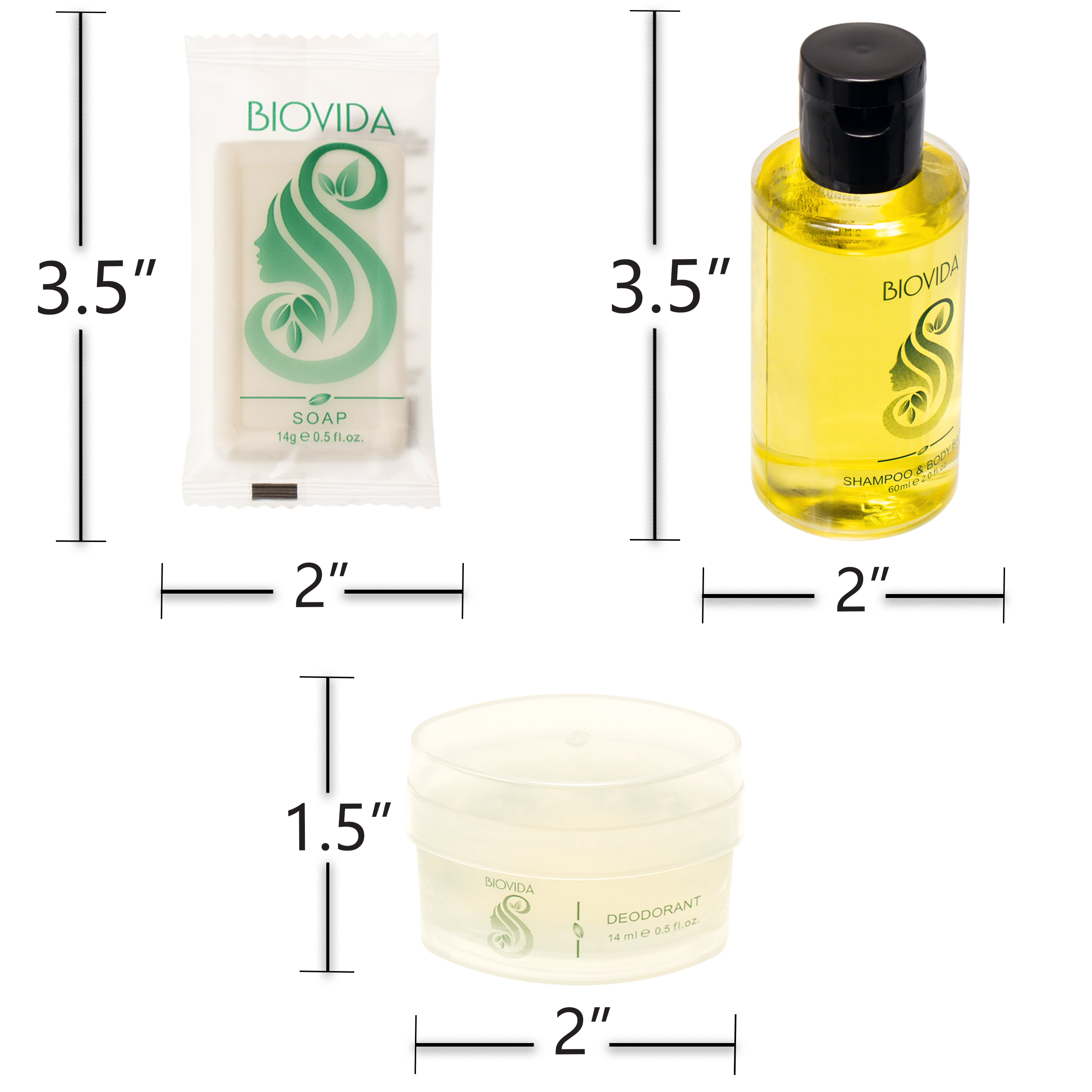 8 Piece Deluxe Wholesale Hygiene Kits - Bulk Travel Toiletries Case of 96 - Biovida Brand