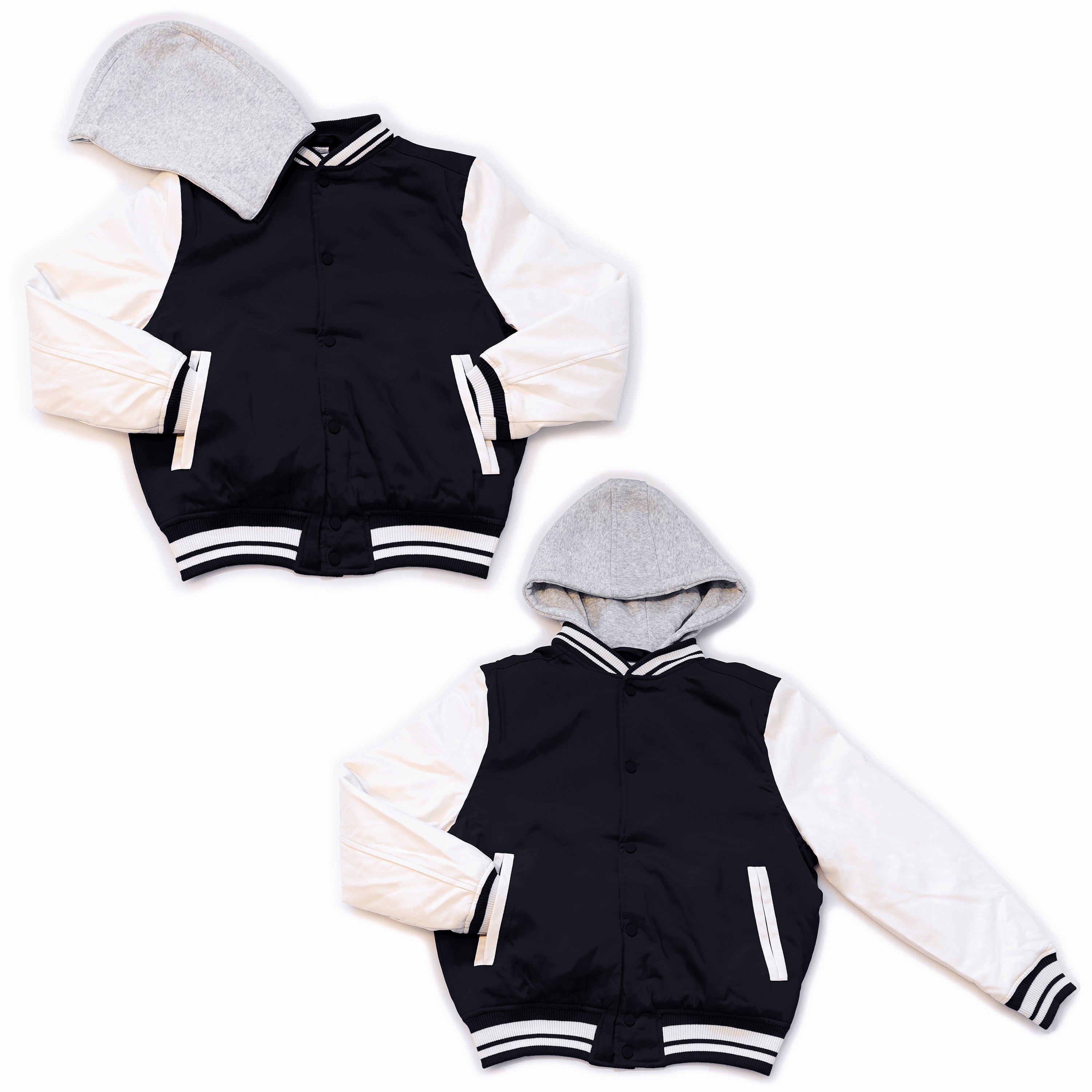 Wholesale Men’s Hooded Jackets - Black/White Colors & Assorted Sizes – Bulk Case of 12 Coats