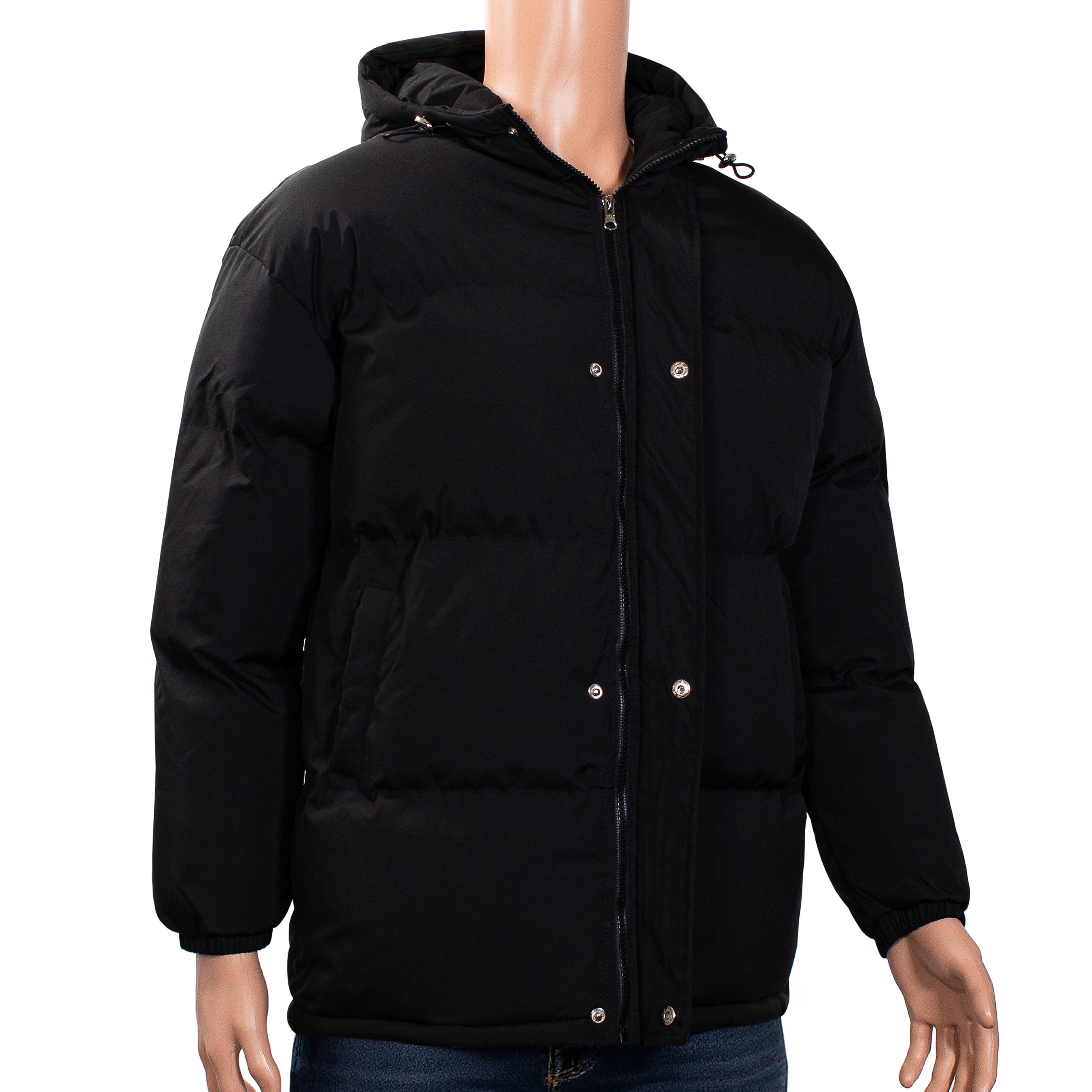 Men's Warm Hooded Winter Wholesale Coats in Black & Assorted Sizes (Large Sizes Only) - Bulk Case of 12 Winter Jackets