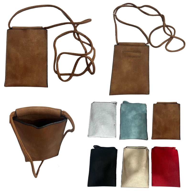 CLEARANCE CROSSBODY BAG POUCH (CASE OF 48 - $1.75 / PIECE)  Wholesale Crossbody Bag in Assorted Colors SKU: M186-LEATHER-48