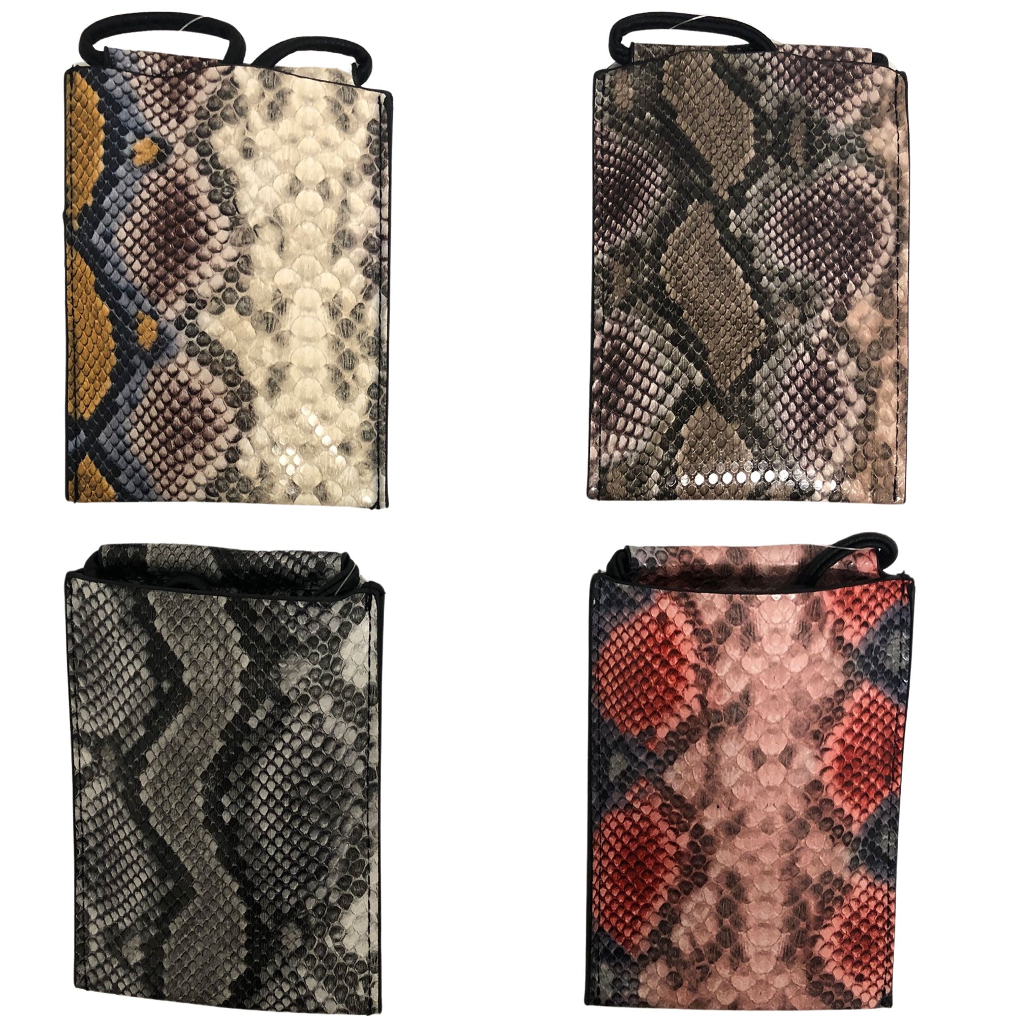 CLEARANCE CROSSBODY BAG POUCH SNAKE PRINT (CASE OF 48 - $1.75 / PIECE)  Wholesale Crossbody Bag in Assorted Colors SKU: M186-SNK-48