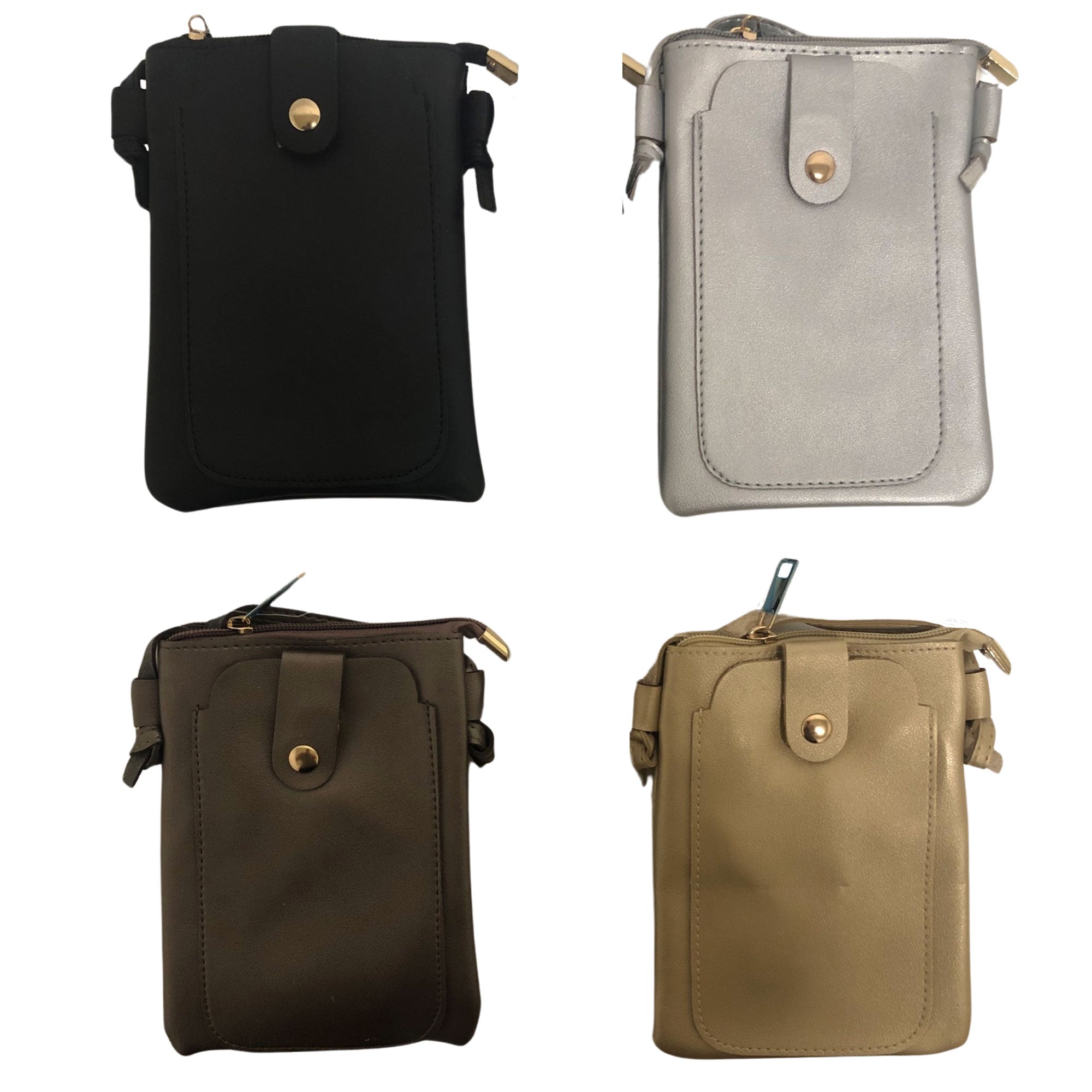 CLEARANCE CROSSBODY BAG FOR WOMEN (CASE OF 48 - $1.75 / PIECE)  Wholesale Crossbody Phone Bag in Assorted Colors SKU: M192-MET-48
