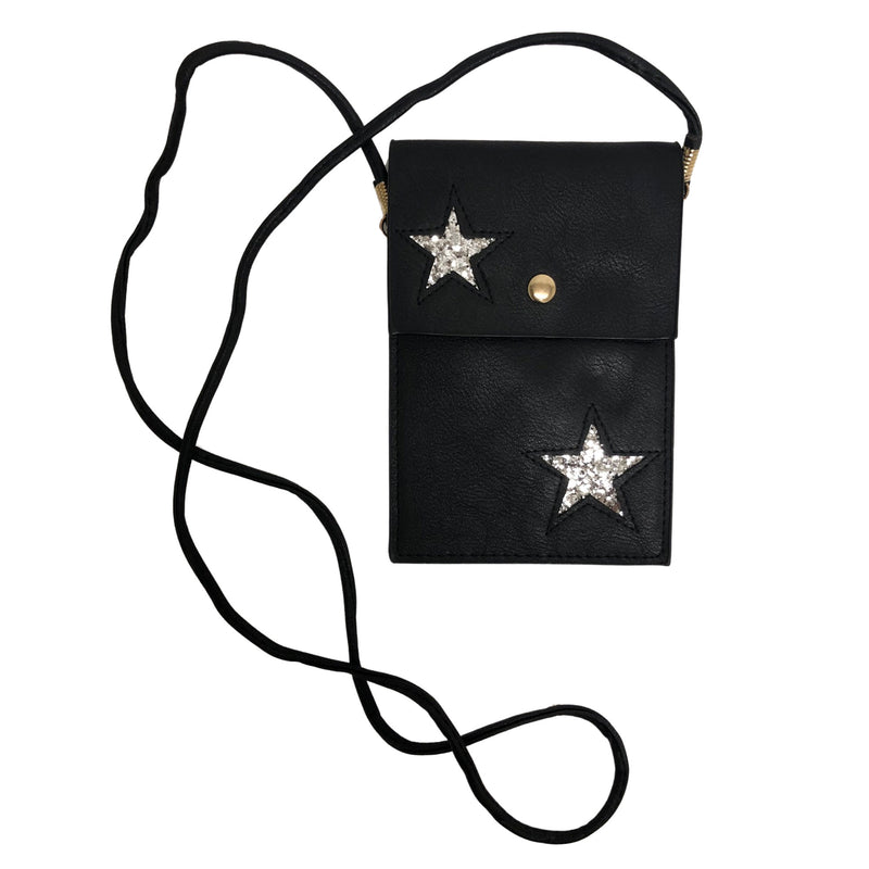 CLEARANCE MINI CROSSBODY GLITTER STAR DESIGN (CASE OF 48 - $1.75 / PIECE)  Wholesale Crossbody Bag in Assorted Colors SKU: M196-38-48