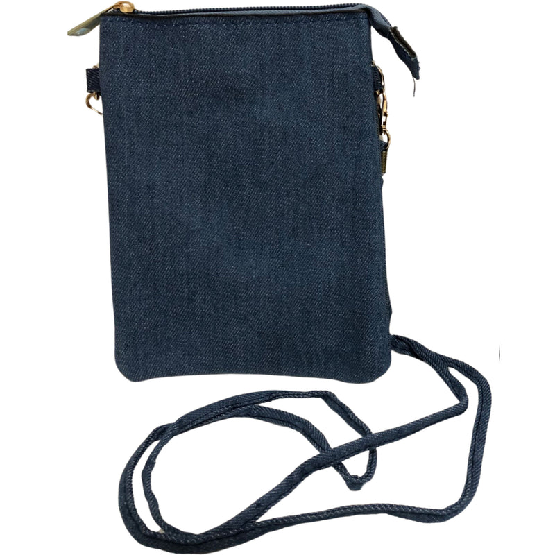 CLEARANCE DENIM CROSSBODY (CASE OF 36 - $1.75 / PIECE)  Wholesale Denim Crossbody Bag in Assorted Colors SKU: M402-JEANS-36