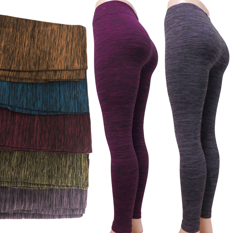 CLEARANCE LEGGINGS (CASE OF 72 - $1.50 / PIECE) - Space Dye Performance Leggings in Assorted Colors SKU: P1501F-ASSORTED COLORS-72