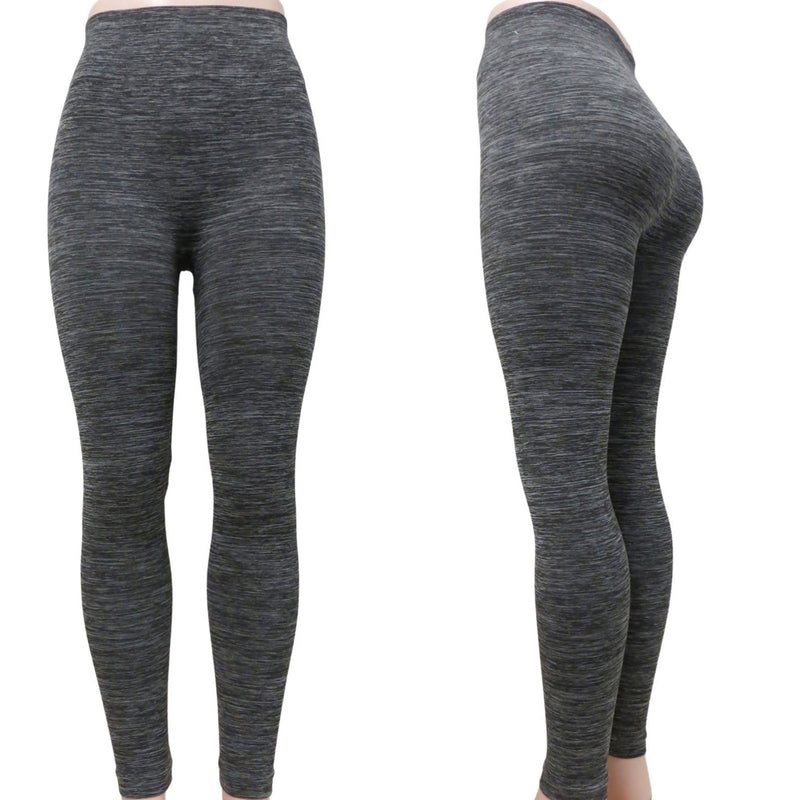 CLEARANCE LEGGINGS (CASE OF 72 - $1.50 / PIECE) - Space Dye Performance Leggings in Grey SKU: P1501F-HEATHER GREY-72