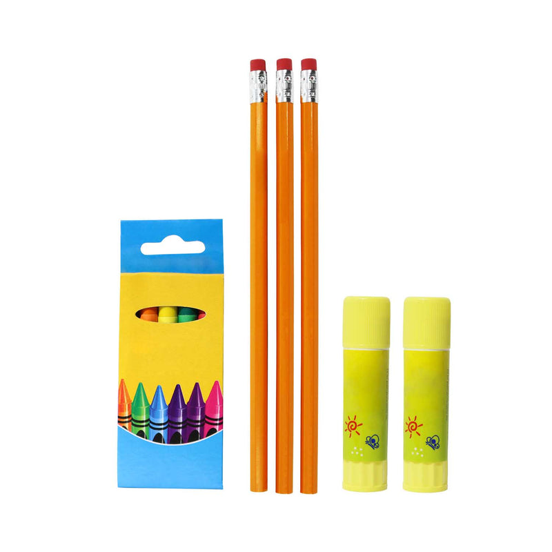 17 Inch Bulk Backpacks in Assorted Colors with 17 Piece School Supply Kits Wholesale - Case of 24 (12 Color Assortment)