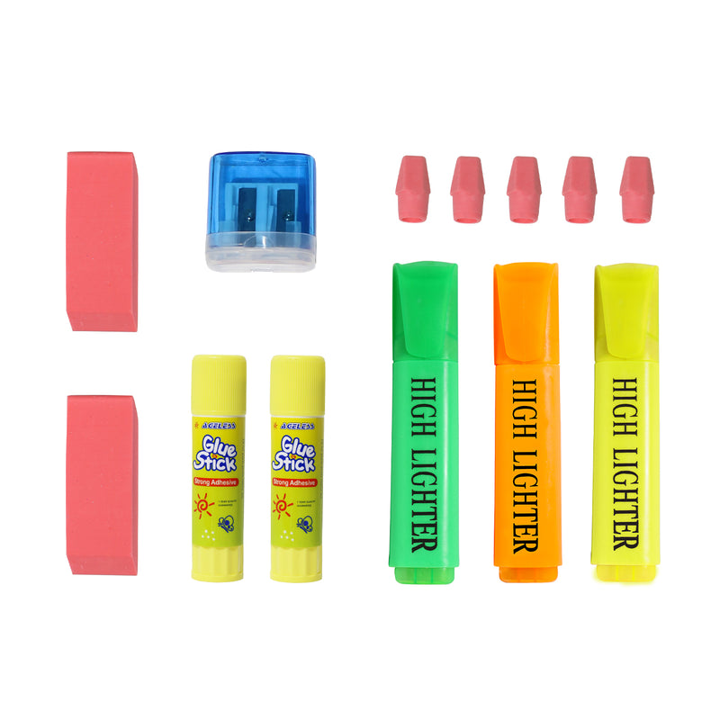 50 Piece Wholesale Basic School Supply Kit With 17" Backpack - Bulk Case of 12 Backpacks and Kits