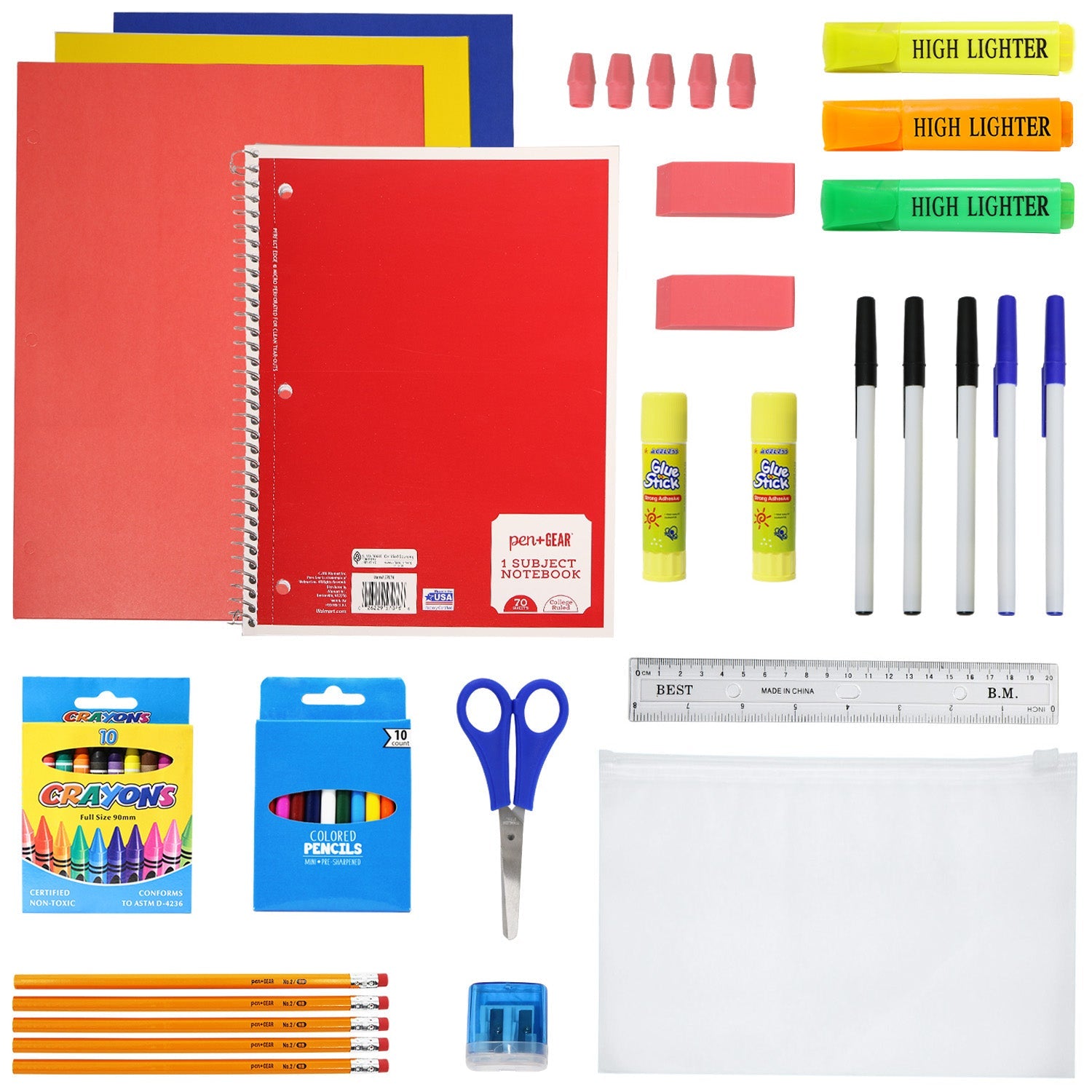 12 Wholesale 17" Padded Deluxe Backpacks & 12 Bulk School Supply Kits of Your Choice