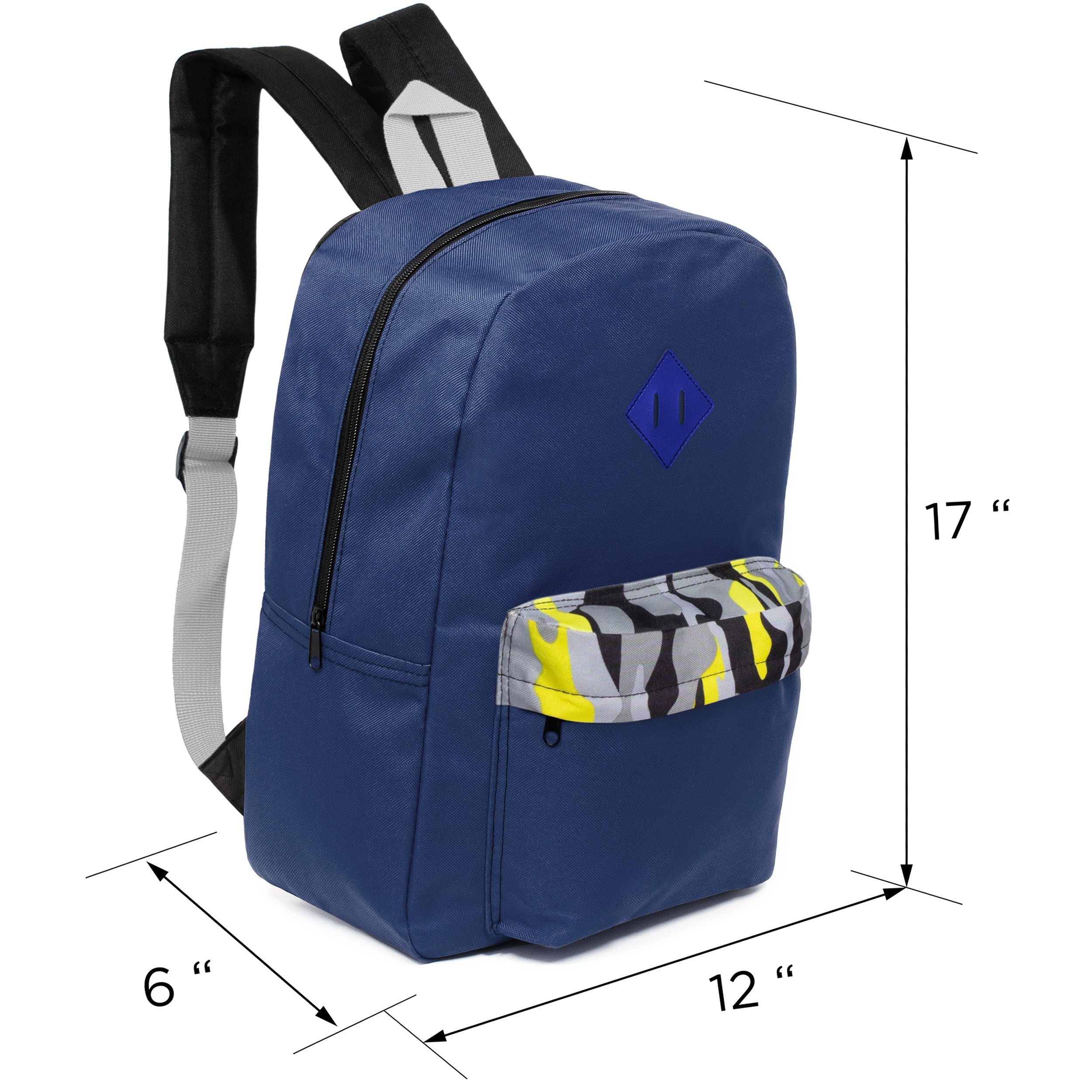 17” Kids Basic Wholesale Backpack in 5 Assorted Colors - Bulk Case of 24 Backpacks
