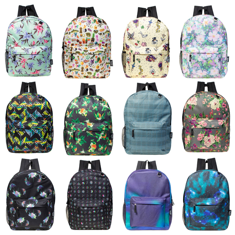 17" kids Wholesale Backpacks- 12 Assorted Colors, Wholesale Case of 24 Bookbags