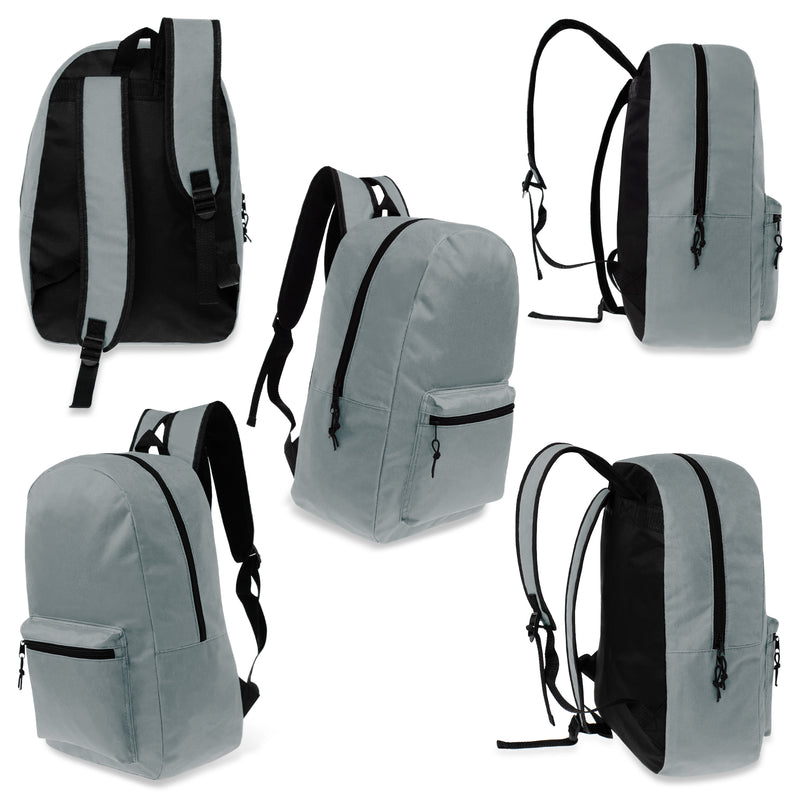 back to school 17 inch wholesale backpack in gray