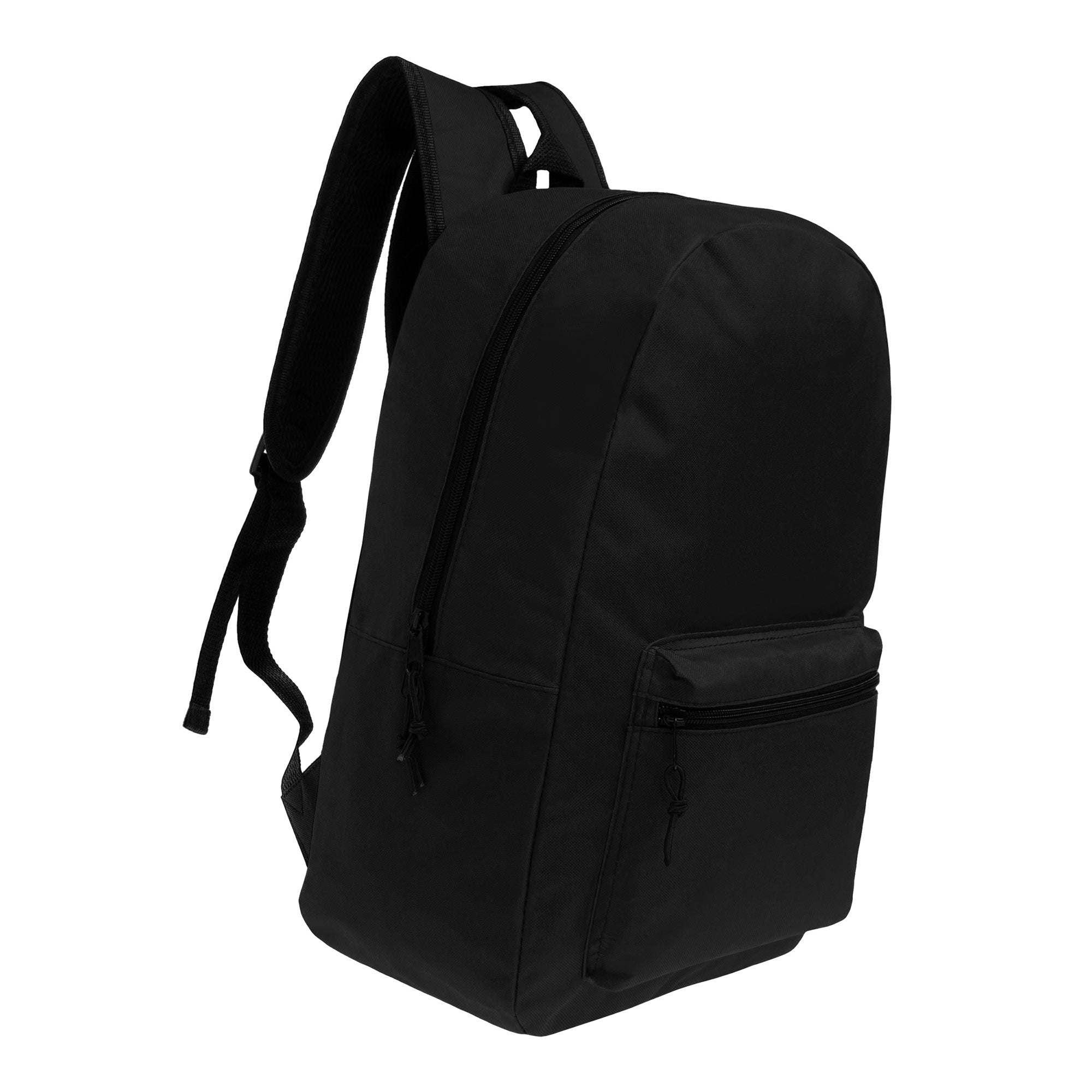 15 inch black wholesale backpack 24 piece case