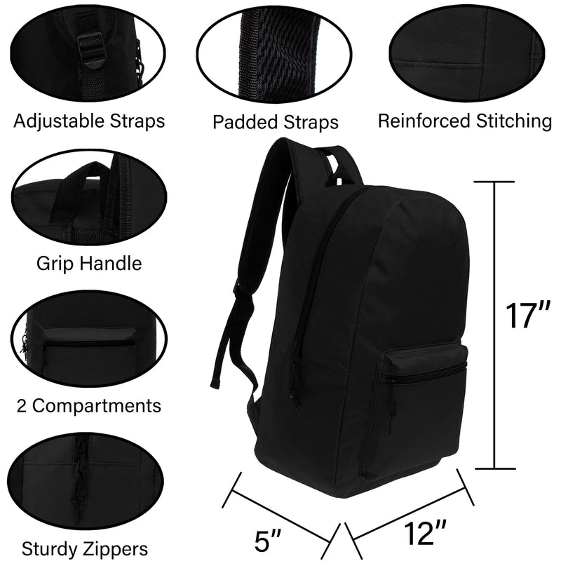 black wholesale backpack 17"