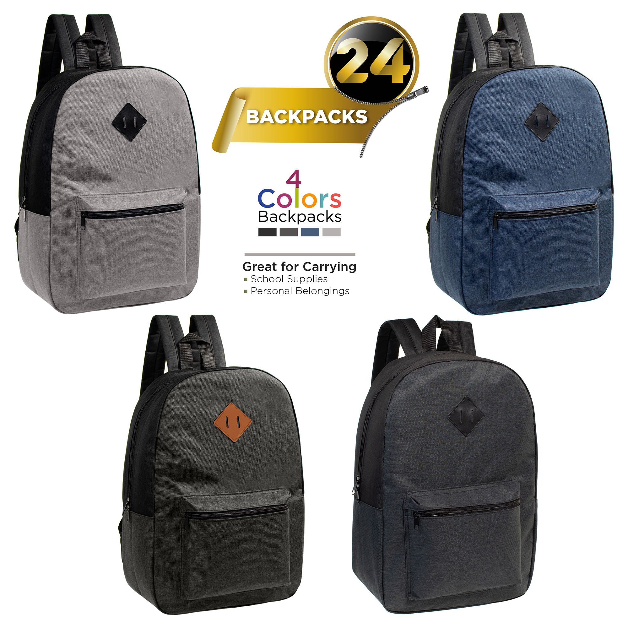 bulk backpacks in assorted colors for boys and girls students BAPA-310-24