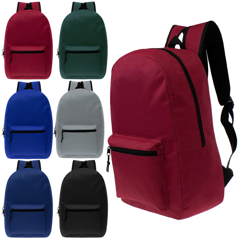unisex 15 inch wholesale backpacks in bulk