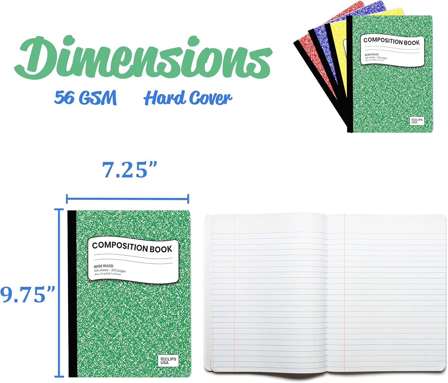 Wholesale Wide Ruled Composition Notebooks - Assorted Colors - Bulk Case of 48 Notebooks