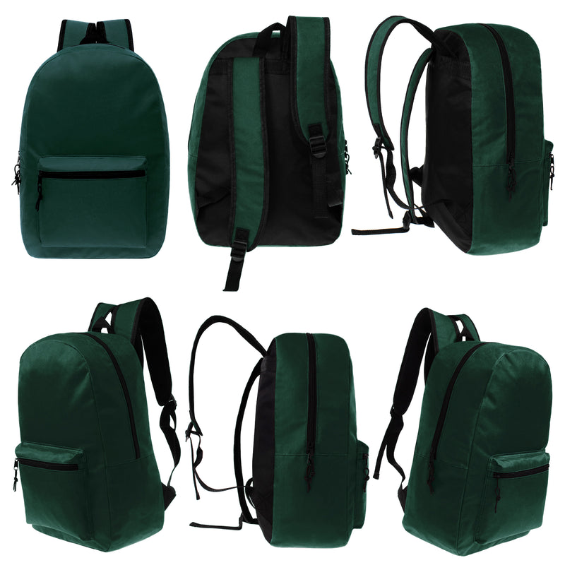 Dark Green 17 Inch Wholesale Backpack for Back to School Free Shipping