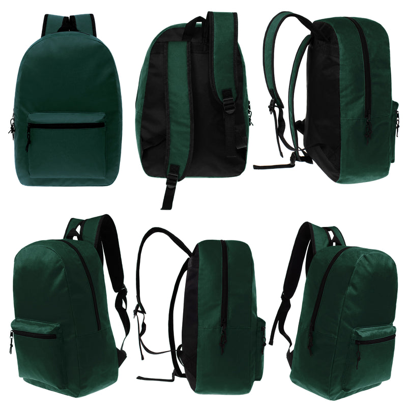 17 inch dark green wholesale backpack