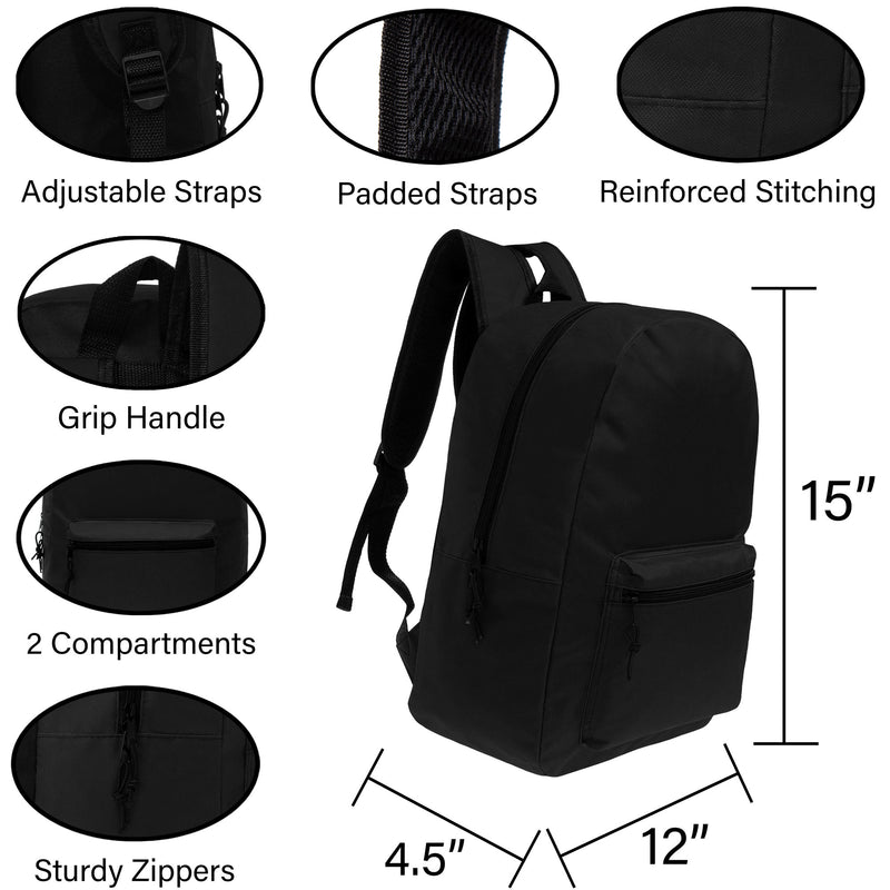 black wholesale 15 inch backpack