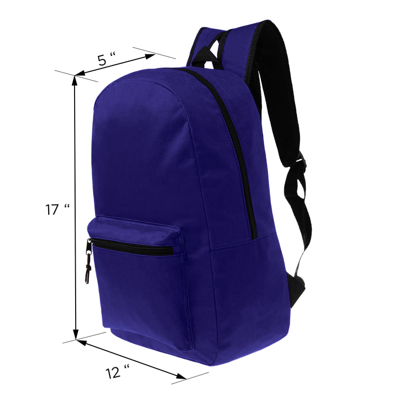 purple 17 inch wholesale backpack for boys and girls