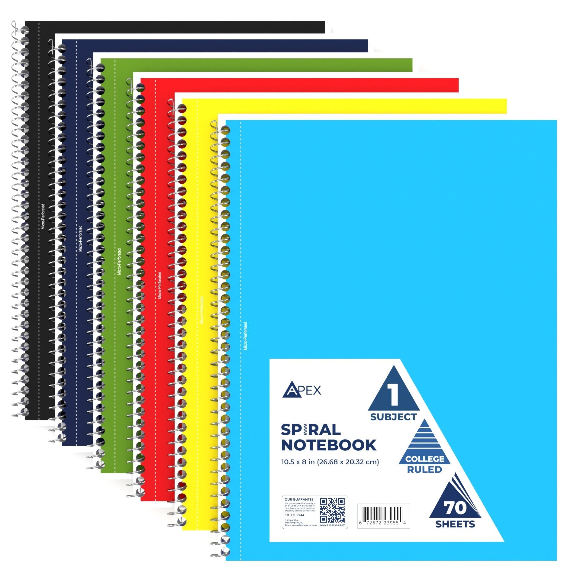 College Ruled Wholesale Spiral Notebooks - 1 Subject - 70 Sheets - Bulk Case of 48 Notebooks