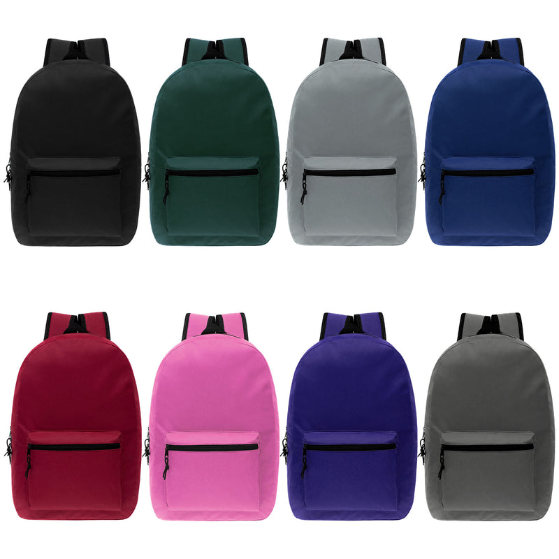 15 inch backpacks in bulk 8 colors