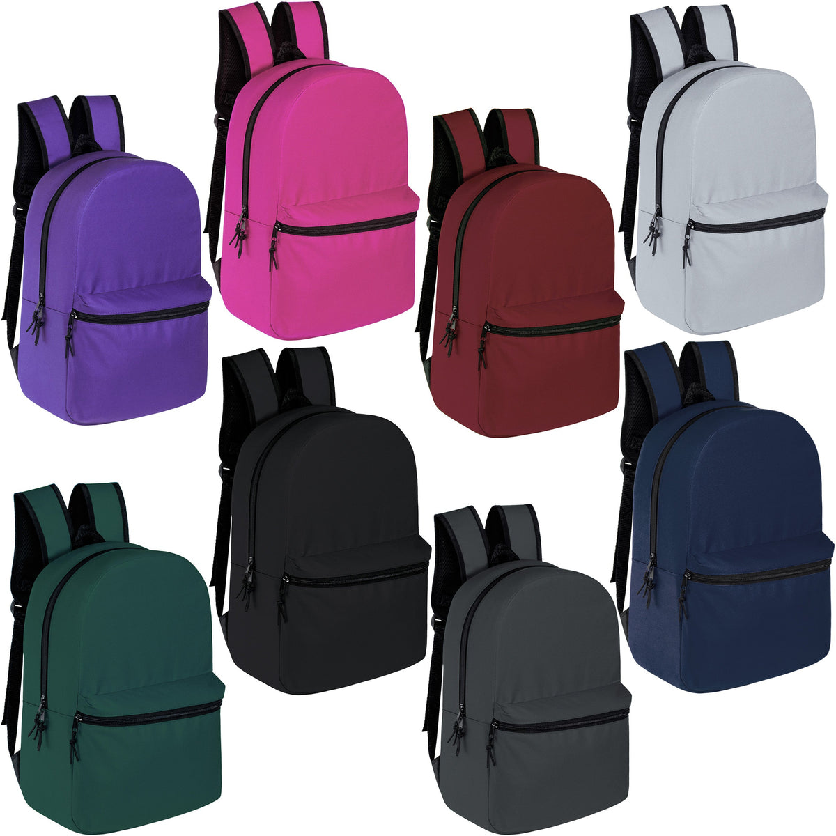 12 Wholesale 15" Backpacks for Pre-K & Elementary School Kids and 12 Bulk School Supply Kits of Your Choice