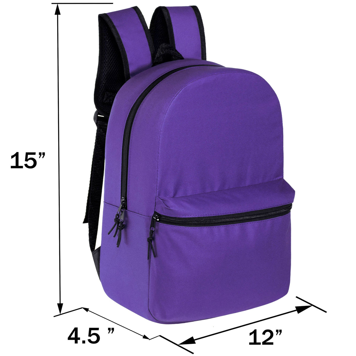 12 Wholesale 15" Backpacks for Pre-K & Elementary School Kids and 12 Bulk School Supply Kits of Your Choice
