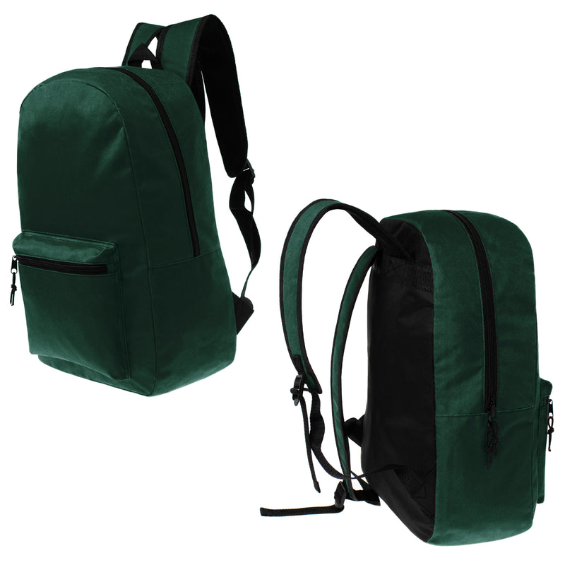17 inch dark green wholesale backpack for boys and girls