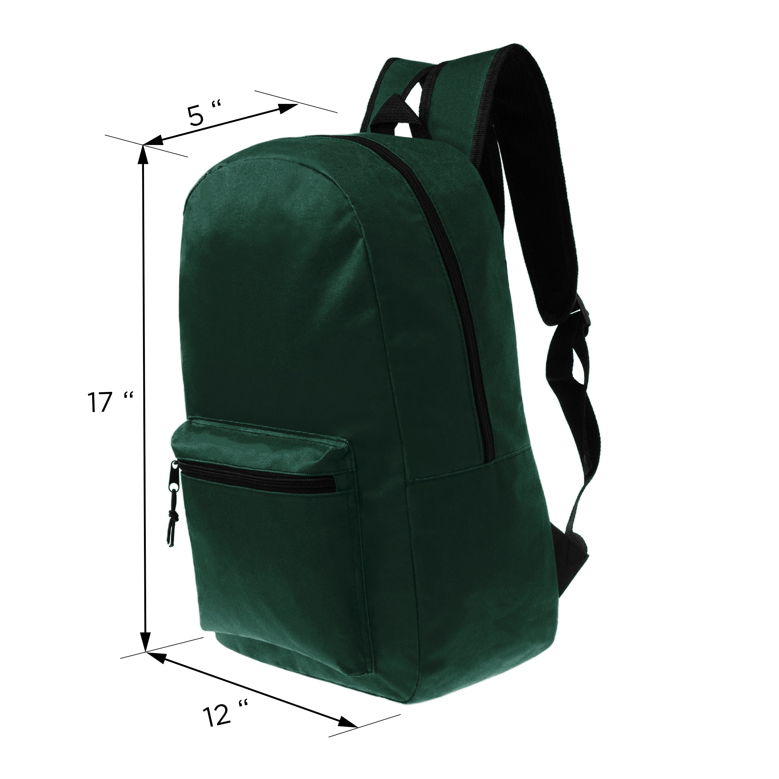 17 inch dark green wholesale backpack in bulk